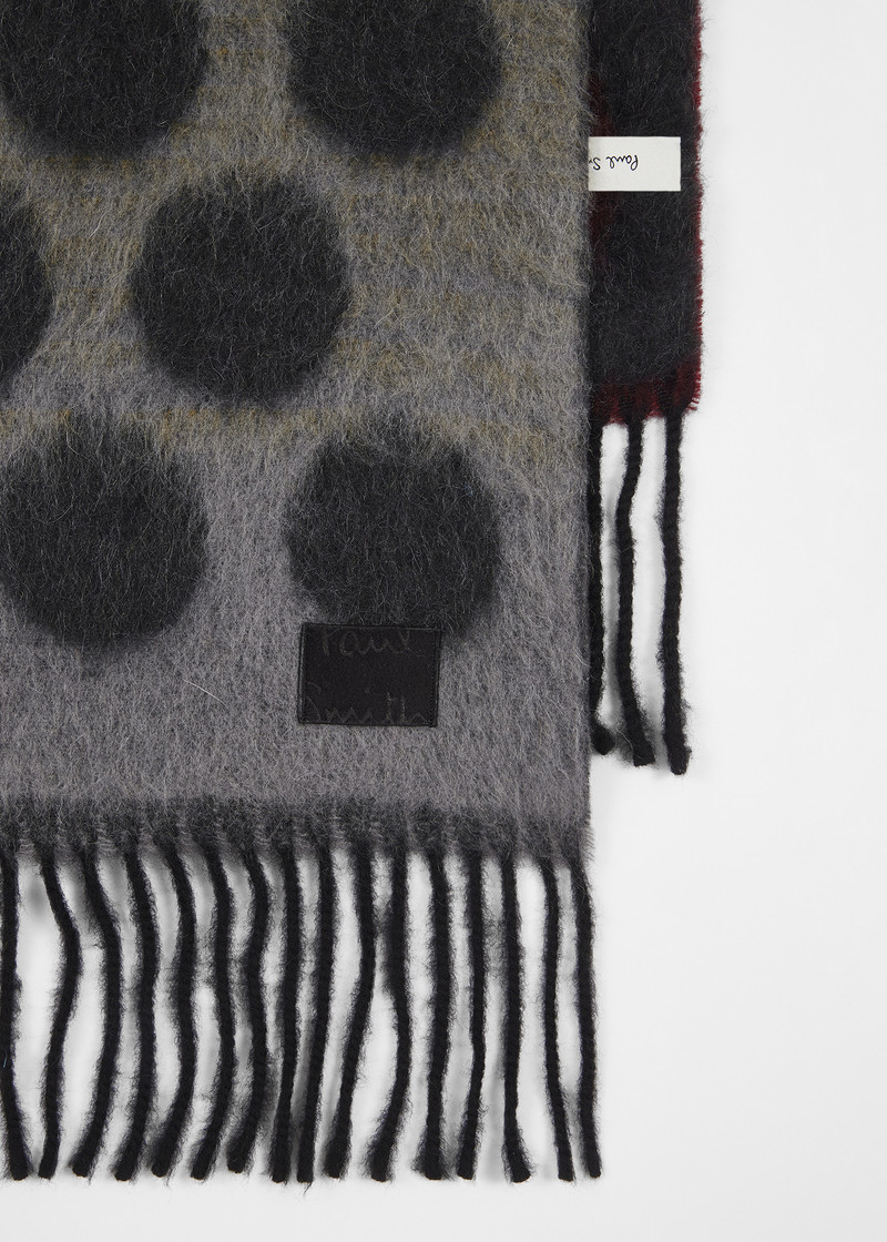 Paul Smith Grey Block Polka Dot Merino Wool-Blend Scarf outlook