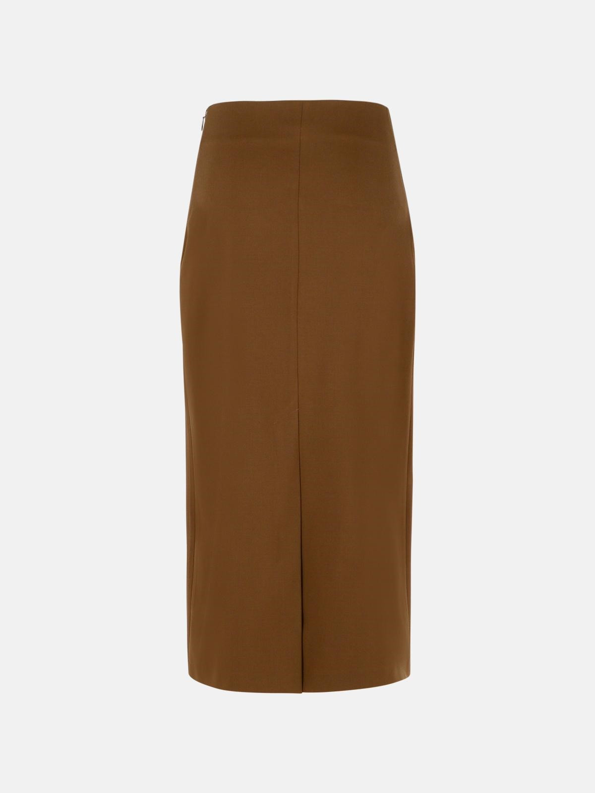 'SAMOS' BROWN VIRGIN WOOL SKIRT - 3