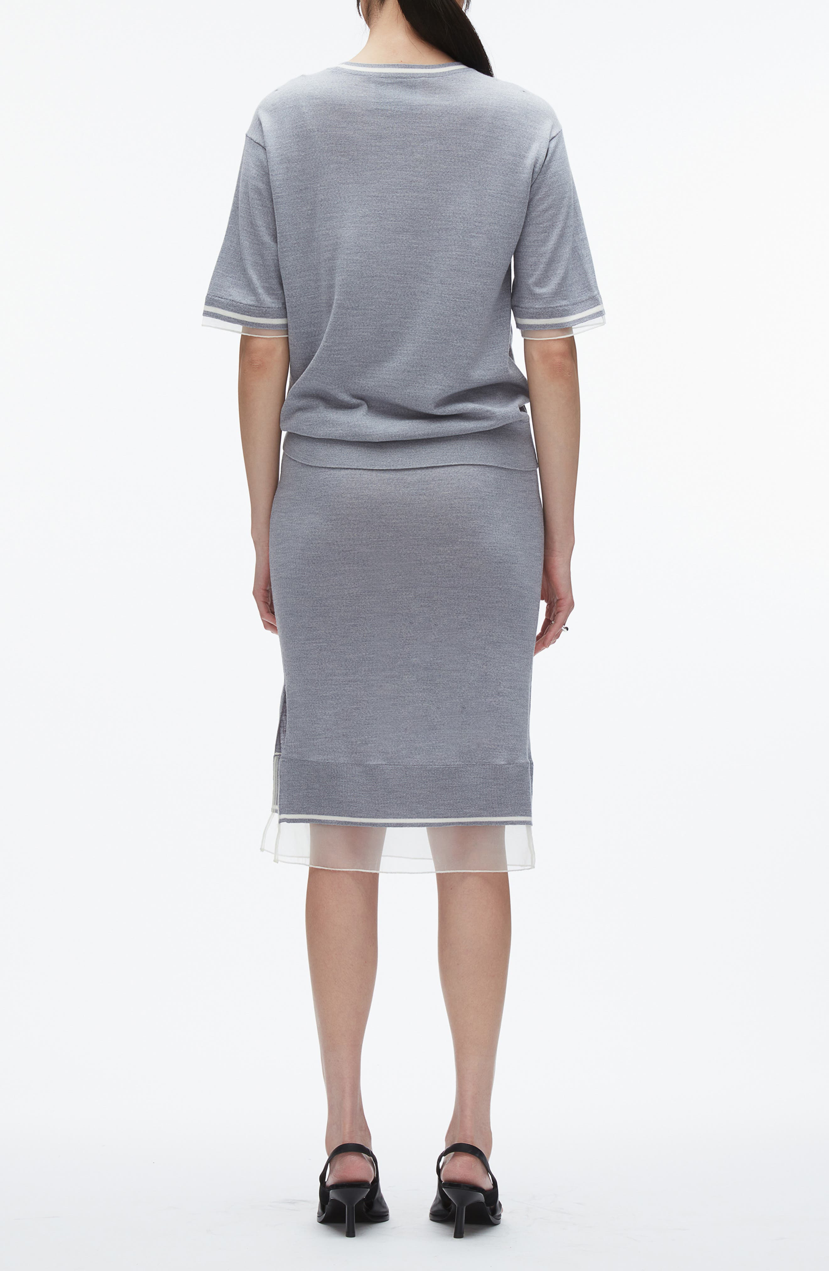 3.1 Phillip Lim Short Sleeve Knit Wool Dress in Grey Melange at Nordstrom - 2