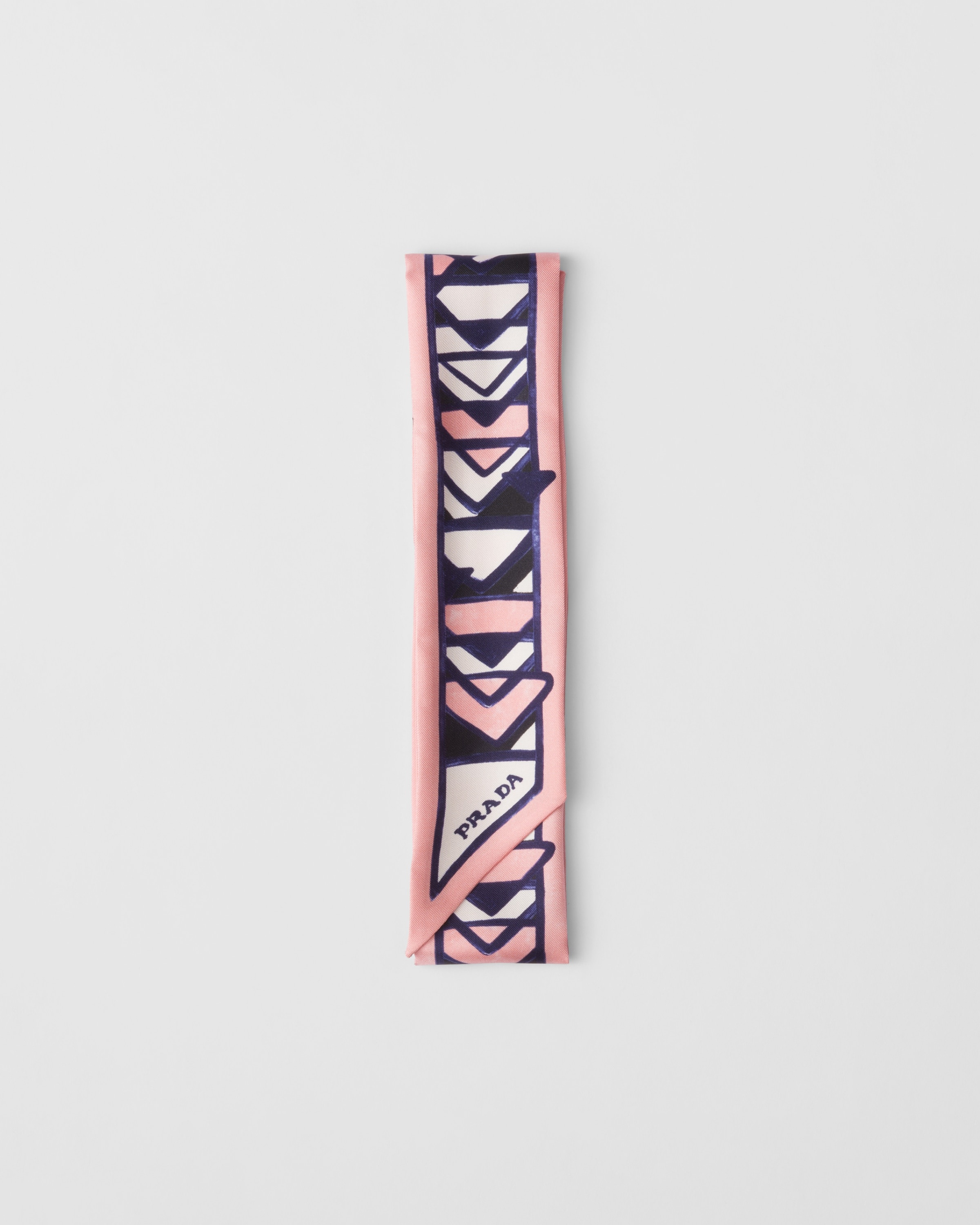 Printed twill skinny scarf - 1