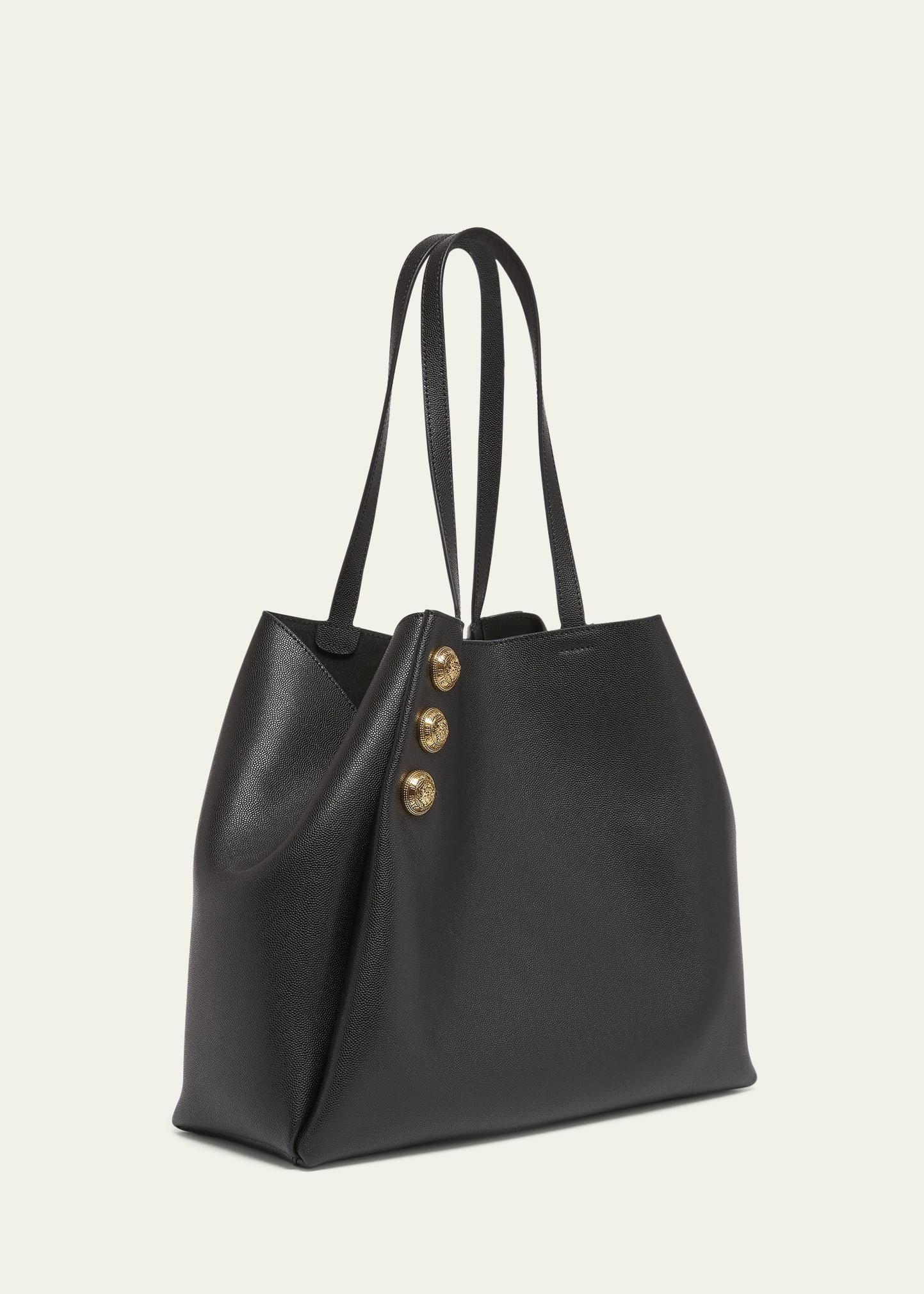 Embleme Shopper Tote Bag in Grained Leather - 3