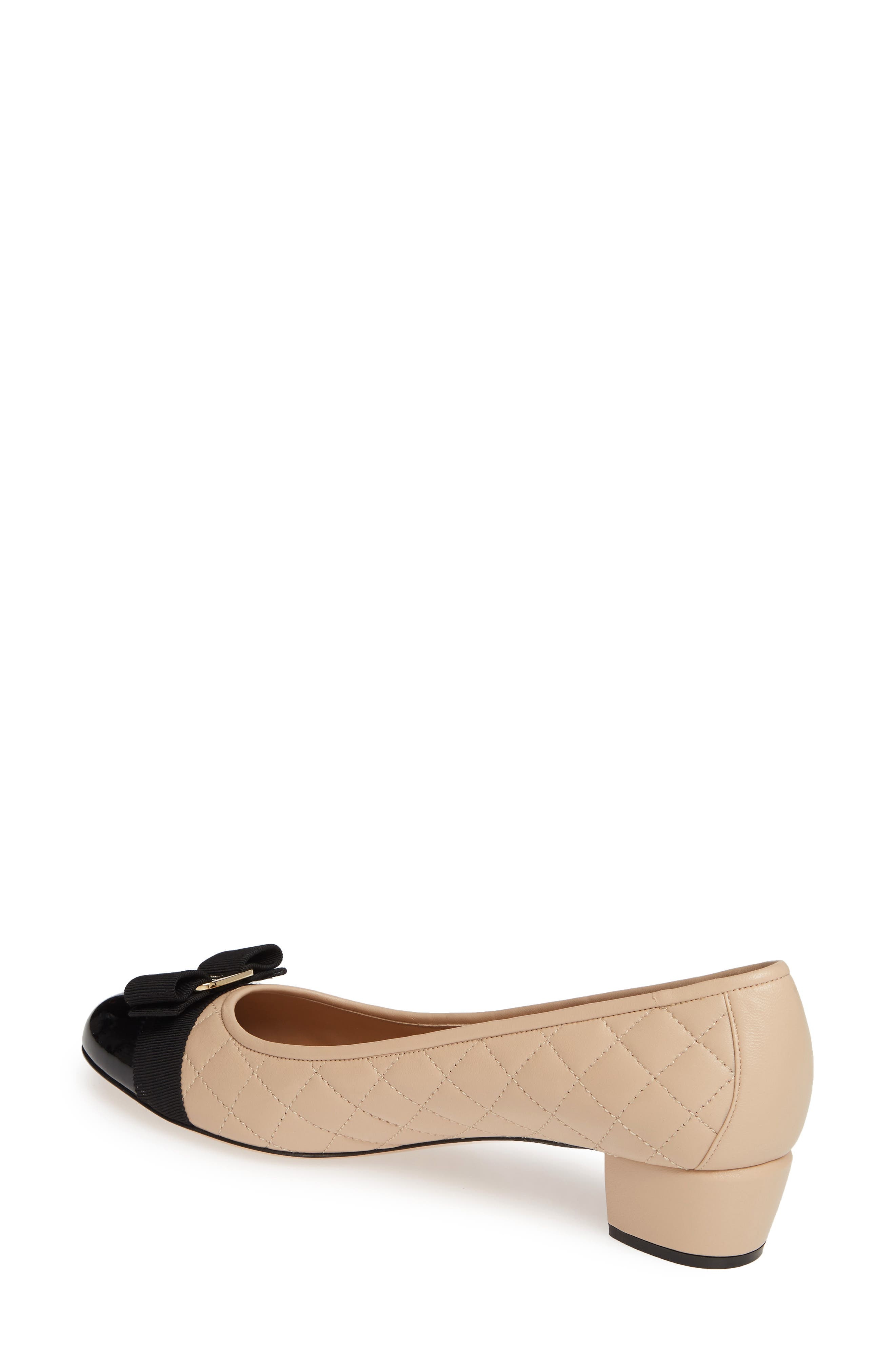FERRAGAMO Vara Bow Pump in Bisque/Black at Nordstrom - 2