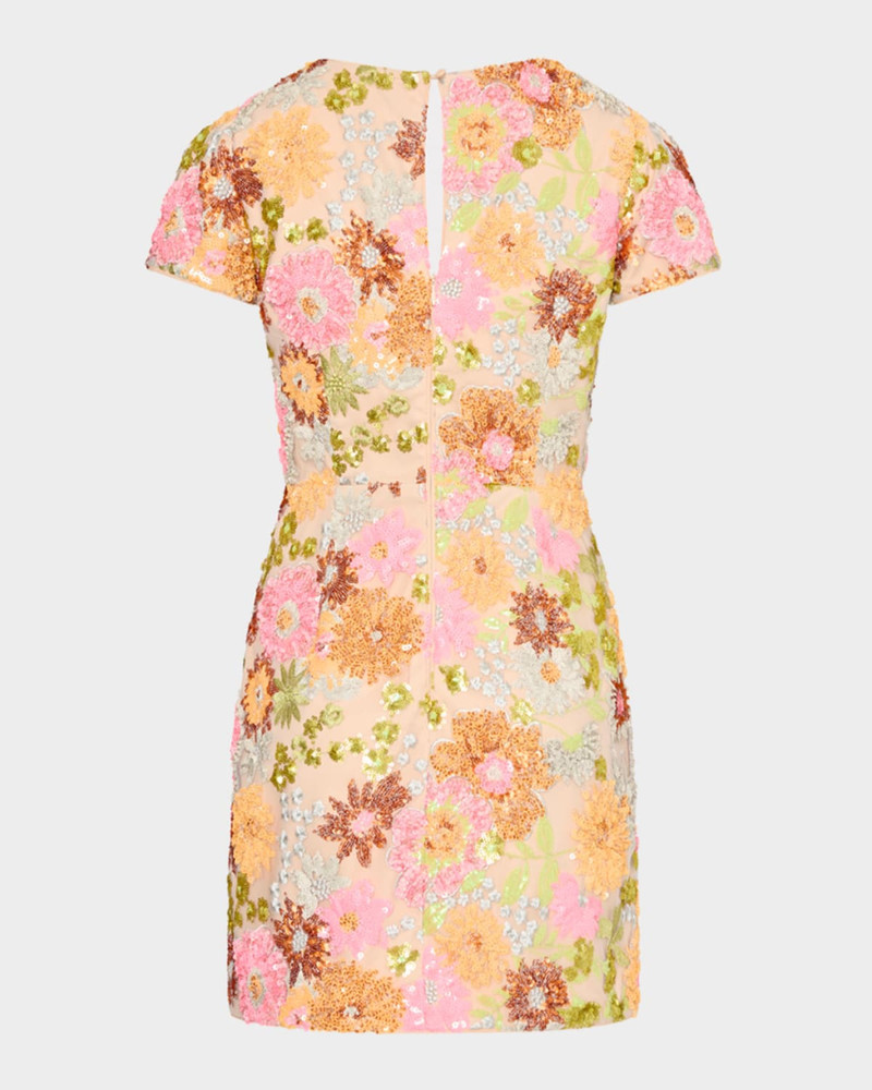 MILLY Rowen Floral Sequin Embroidered Mini Dress outlook