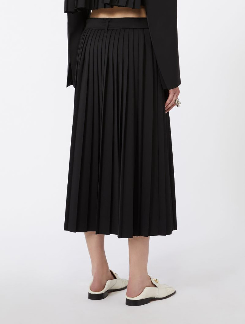 Plissé-pleated gabardine skirt - black 4
