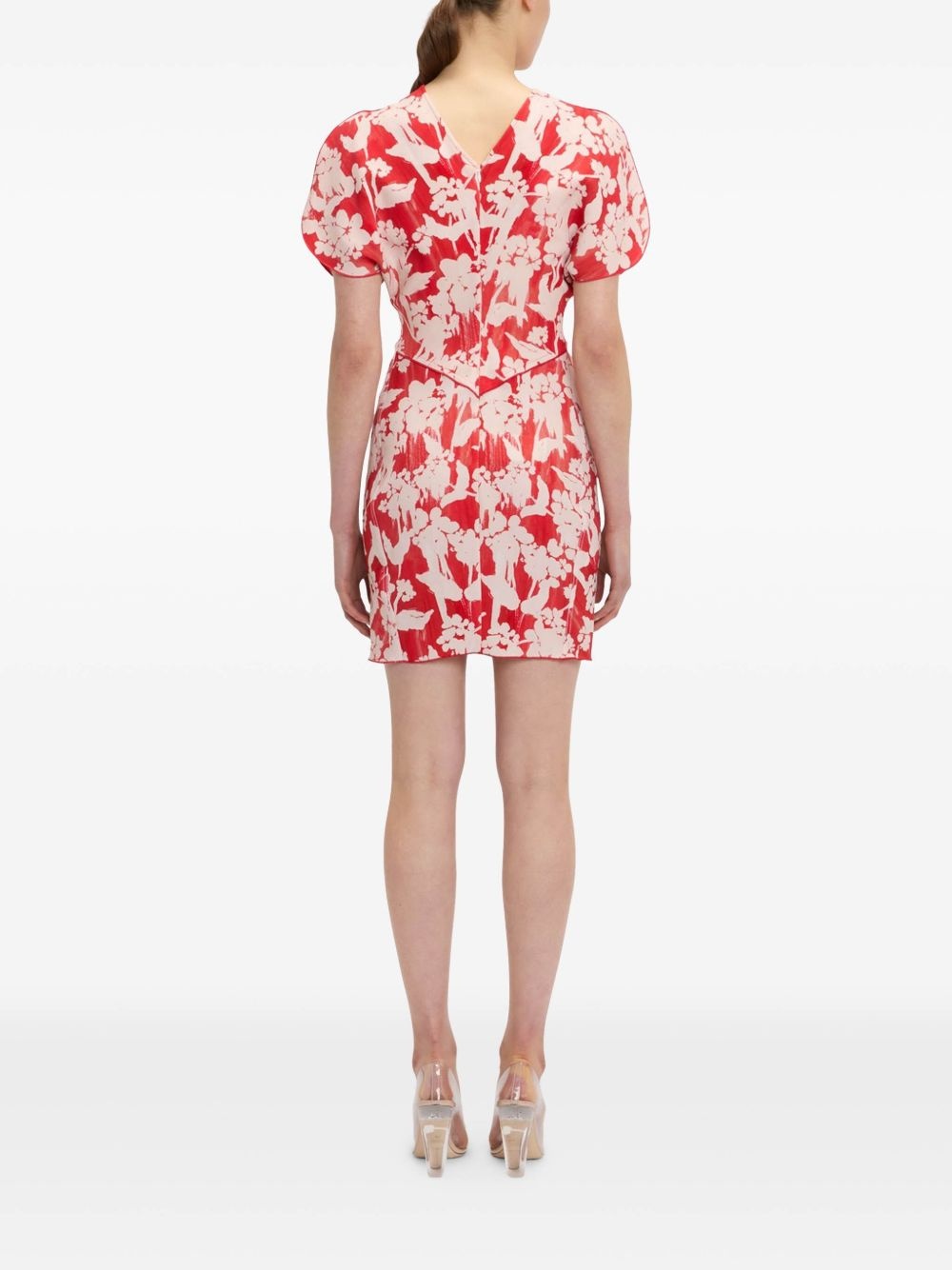 floral-print gathered mini dress - 3
