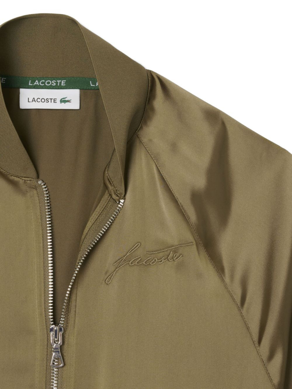 logo-embroidered satin bomber jacket - 4