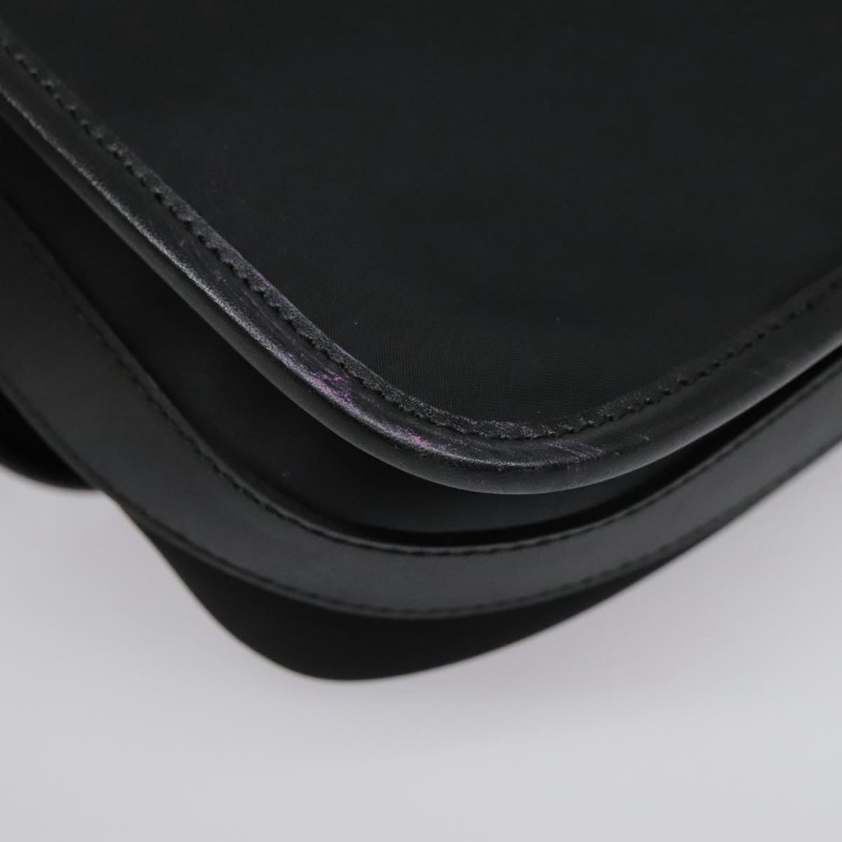 Burberry Shoulder Bag Nylon Leather Black Beige Silver - 12