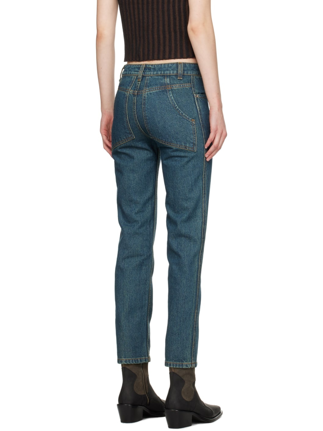 Blue Straight-Leg Jeans - 3