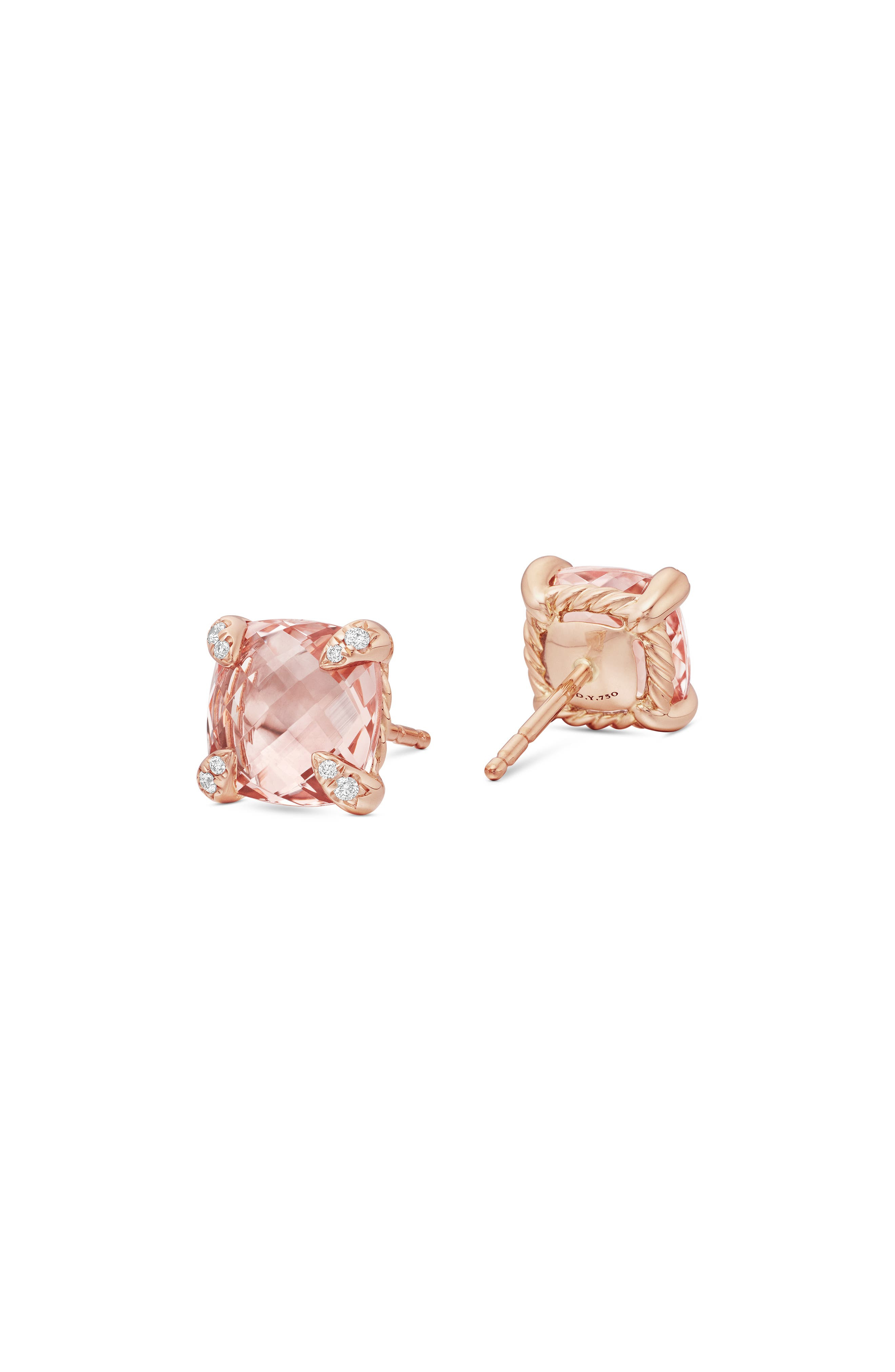 David Yurman Châtelaine® Morganite 18k Rose Gold Stud Earrings with Diamonds in Rose Gold/Diamond/Mo - 5