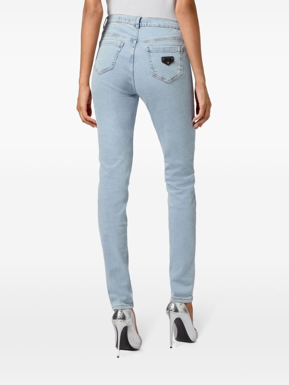 logo-plaque skinny-cut jeans - 4