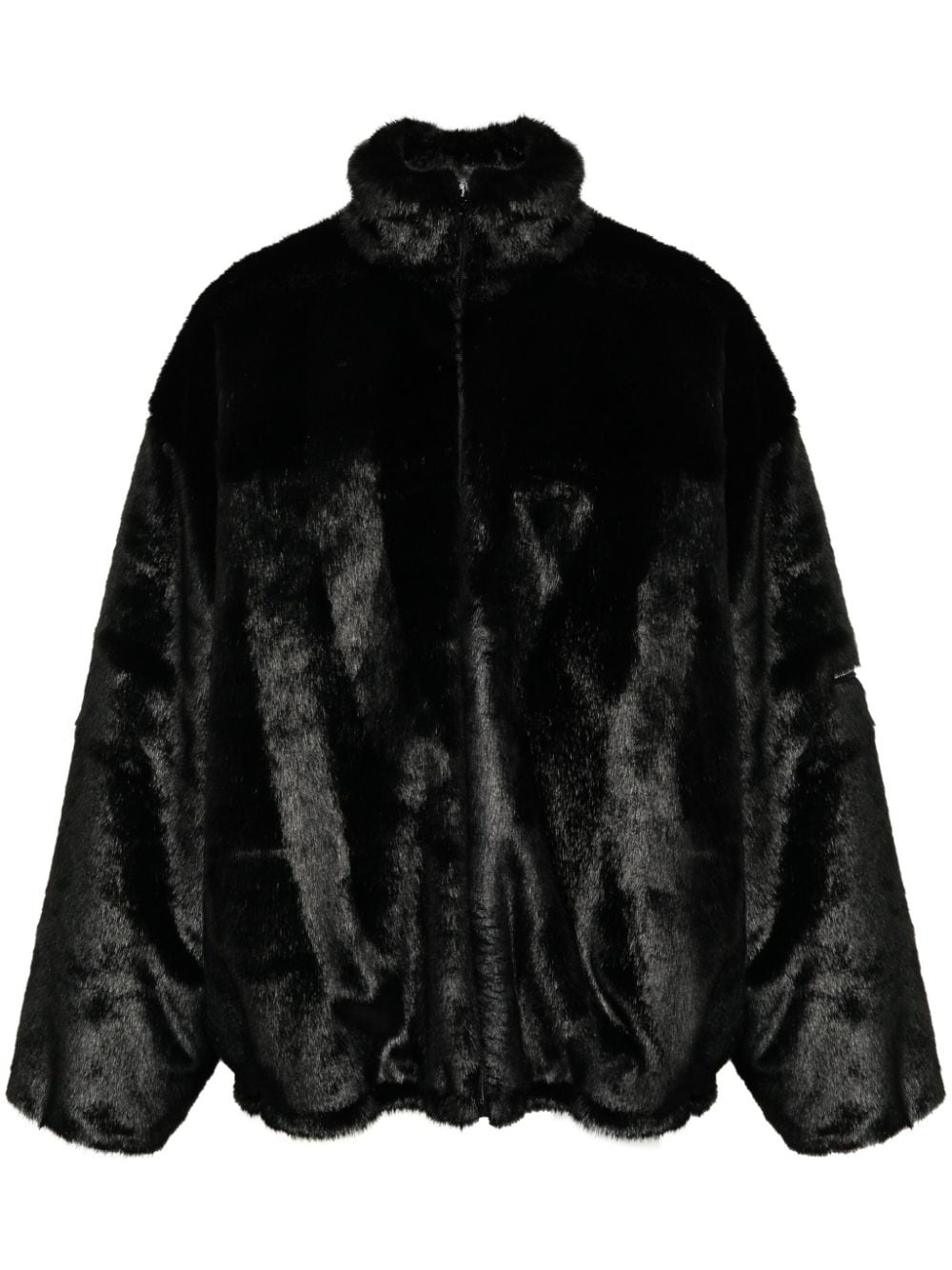 logo-appliquÃ© faux-fur jacket - 1