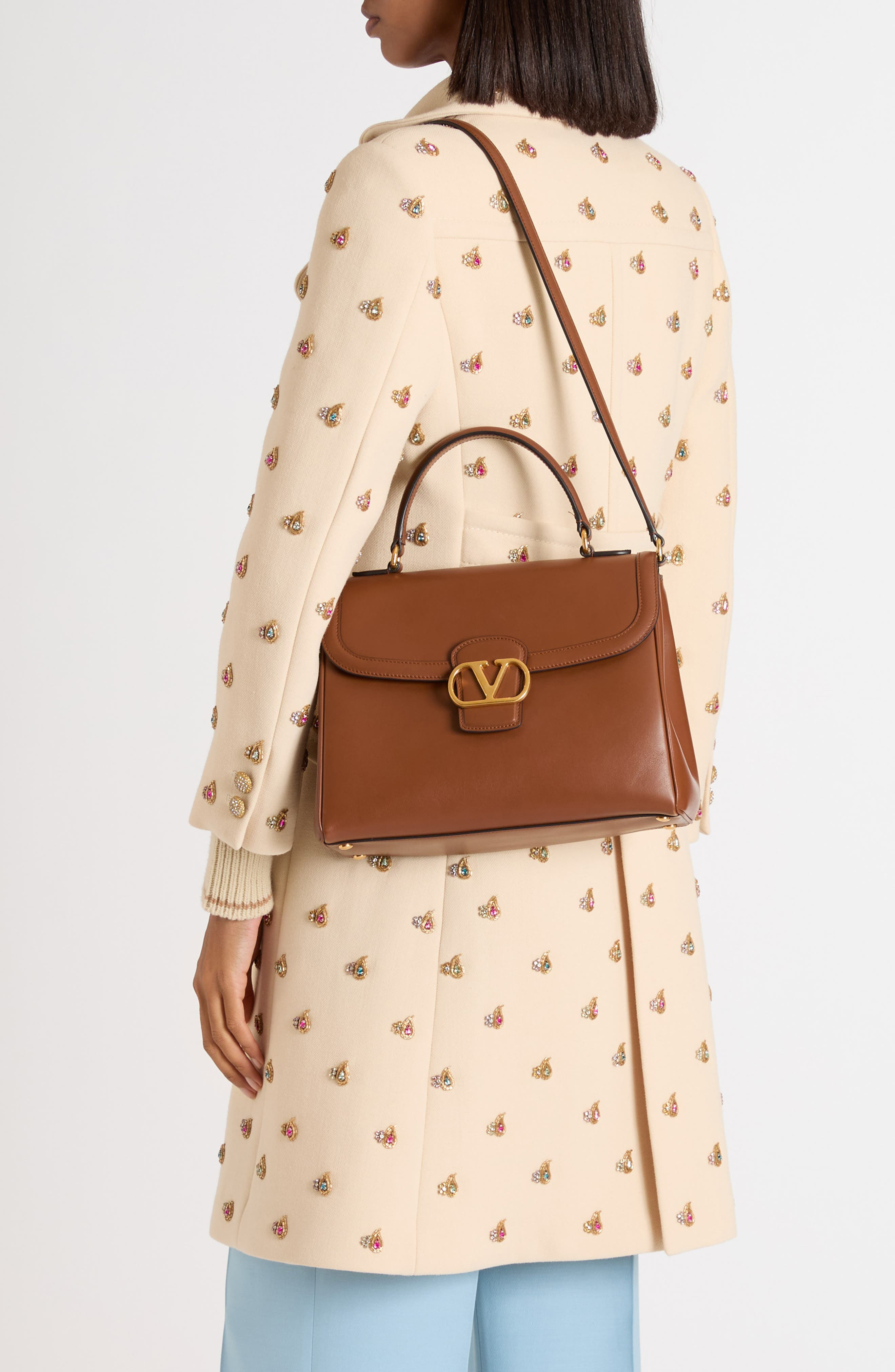 Valentino Garavani Large 9TO5 Leather Top Handle Bag in Tobacco at Nordstrom - 3