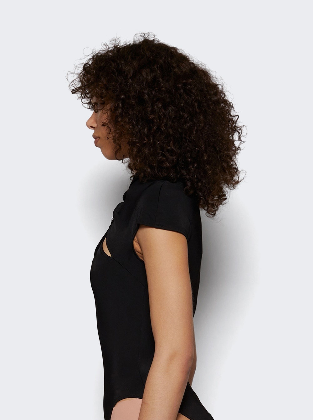 Crystal Buckle Asymmetric Bodysuit Black - 3
