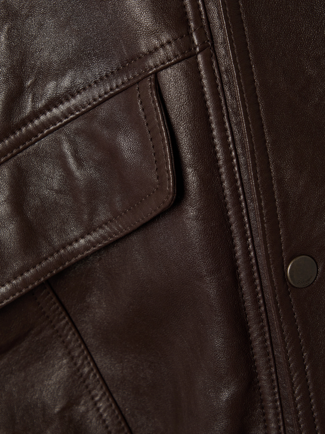 Oversized Double-breasted Paneled Leather Jacket - 5