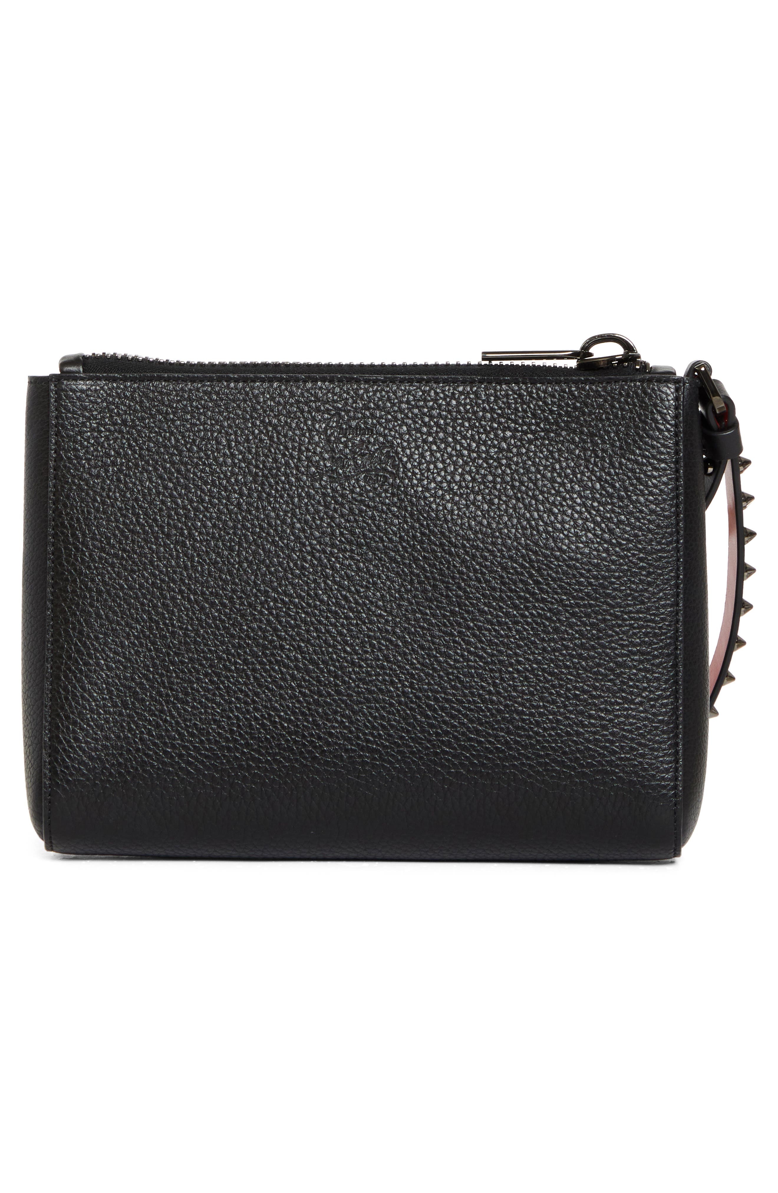 Christian Louboutin Mini Cabata Soft Leather Pouch in Black/Gun Metal at Nordstrom - 3