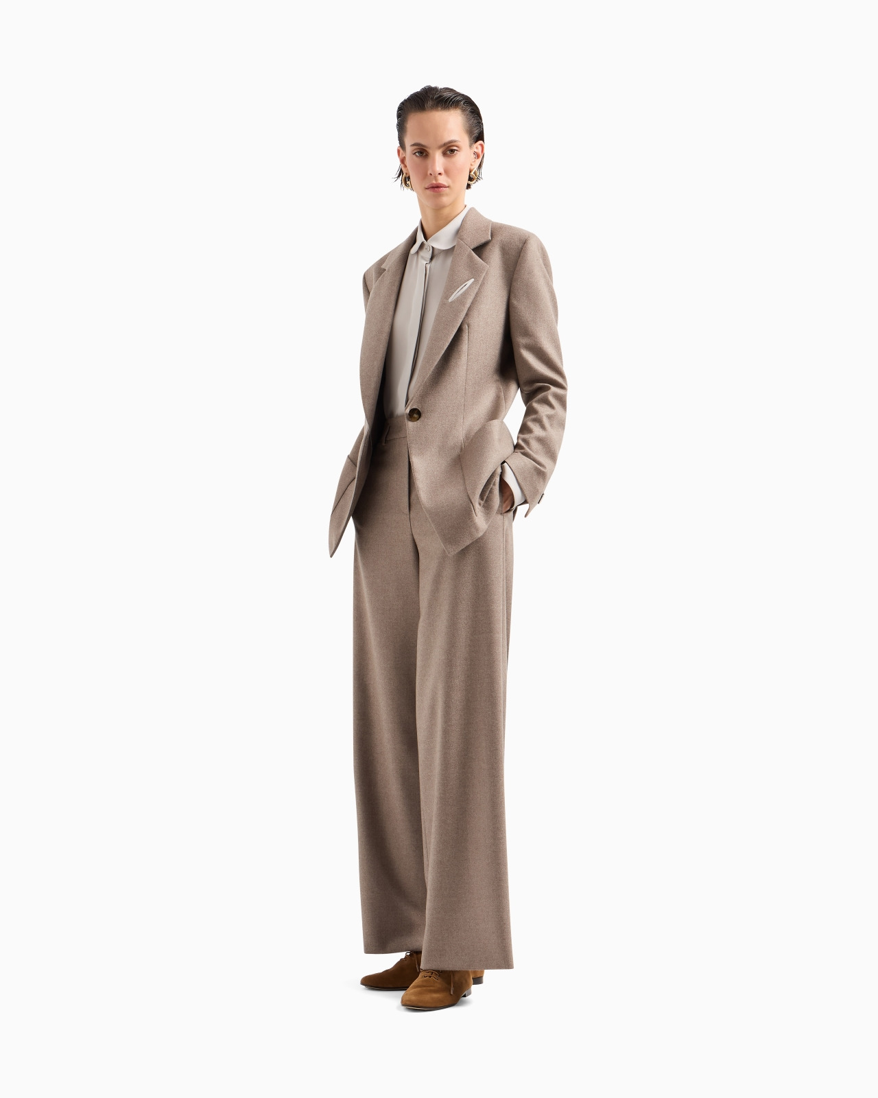 Single-breasted jacket in cashmere flannel - 2