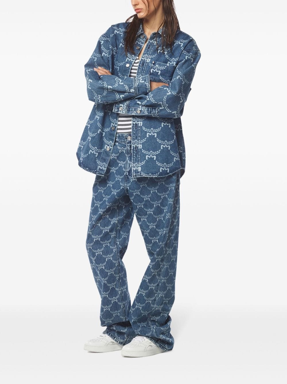 patterned denim shirt - 4