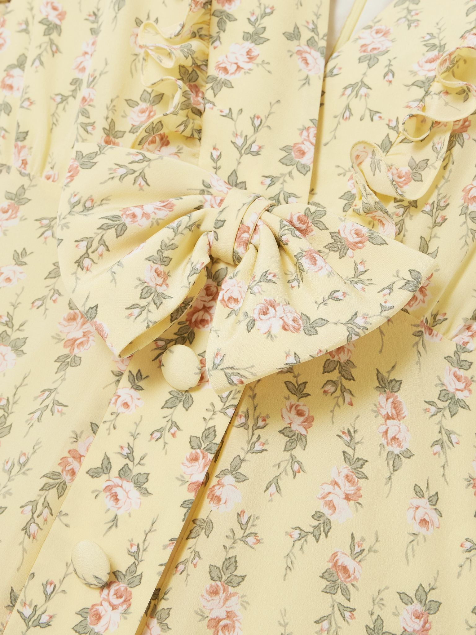 Garden Party bow-detailed floral-print silk crepe de chine midi dress Yellow - 4