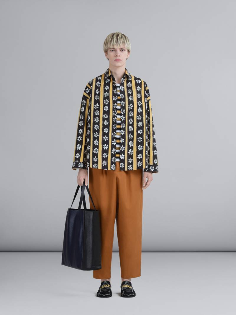 Marni MUSEO SOFT LARGE BAG IN BLUE AND BLACK SHINY LEATHER outlook