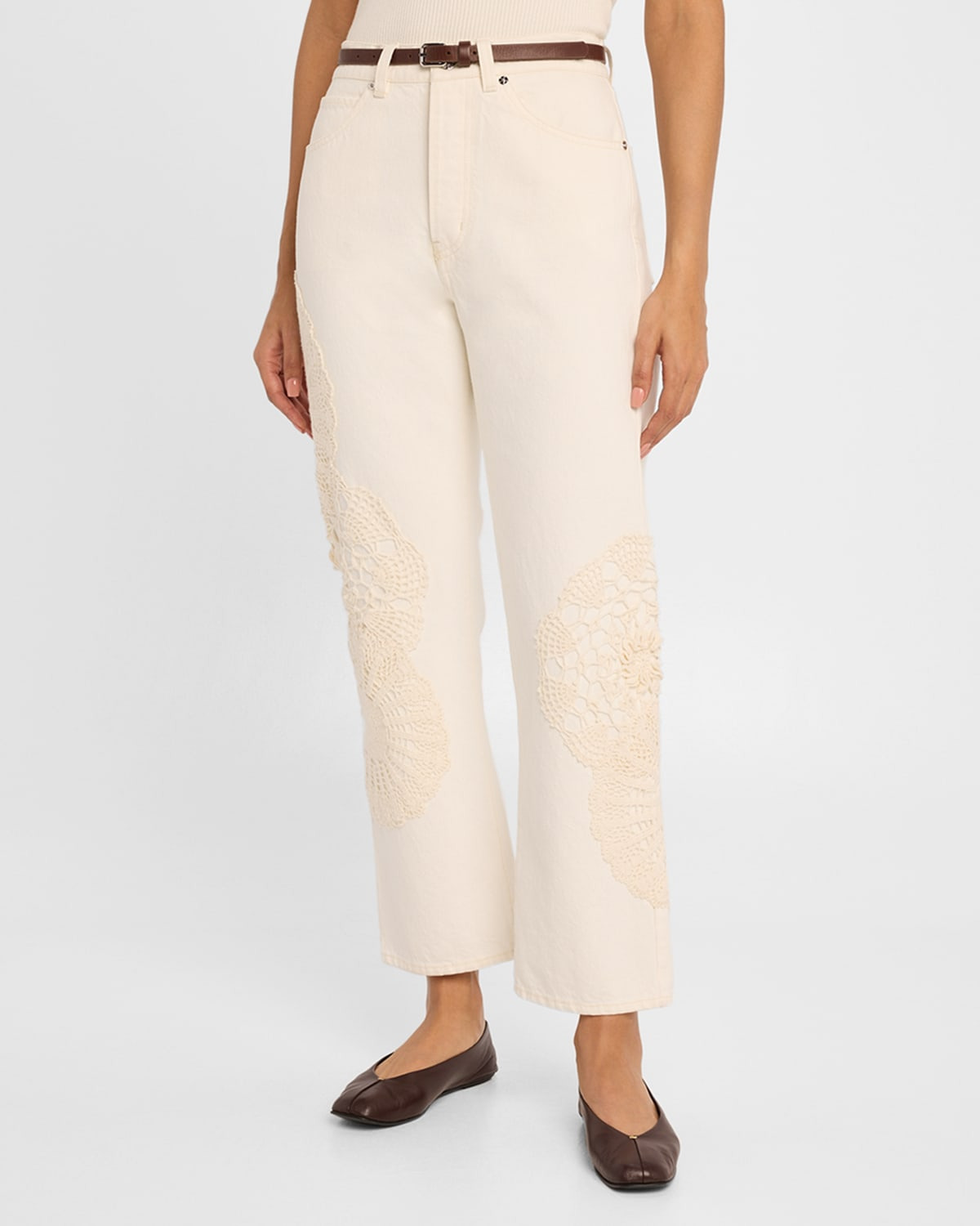 The Crochet Vertical Crop Jeans - 4