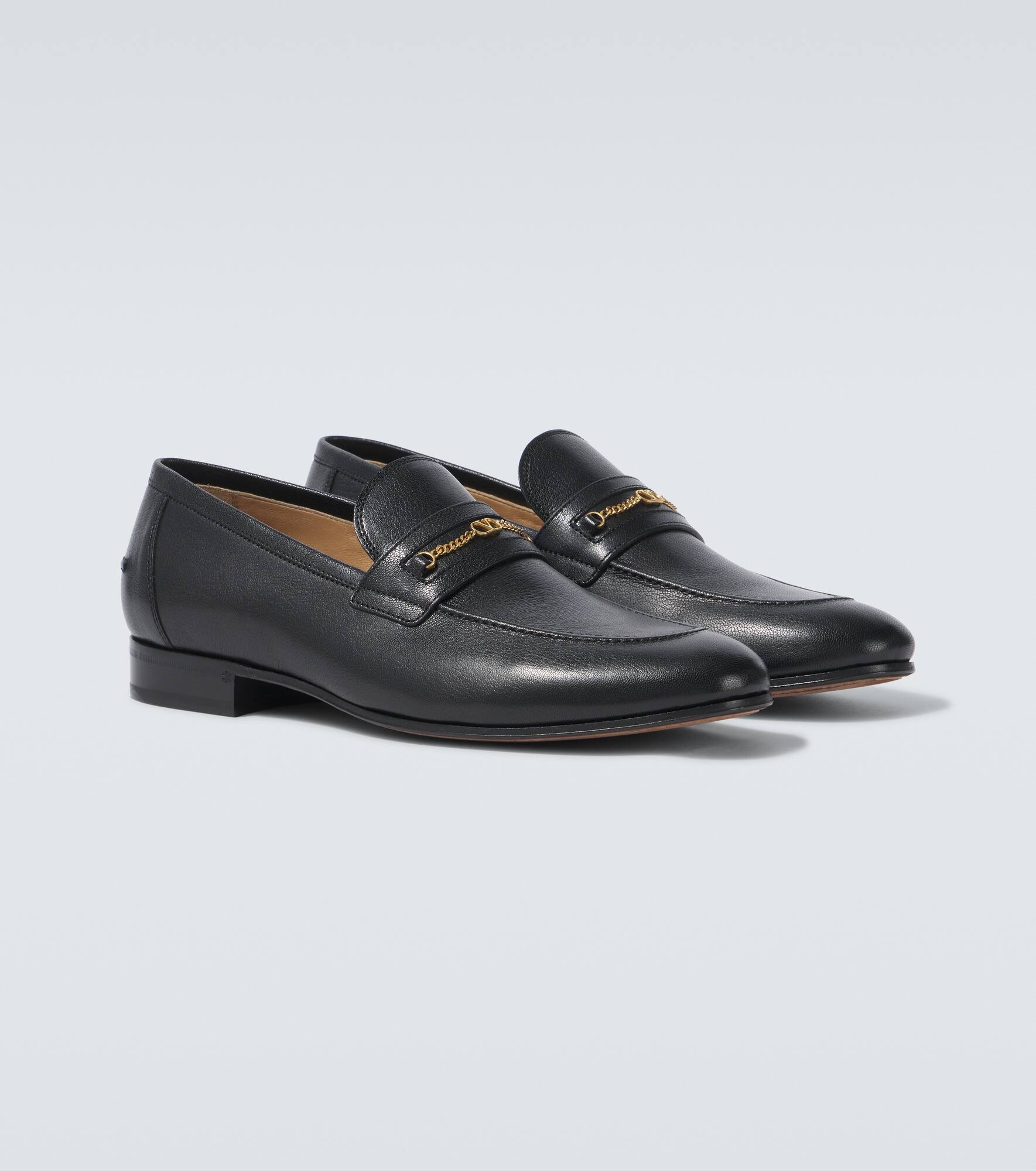 VLogo leather loafers - 5