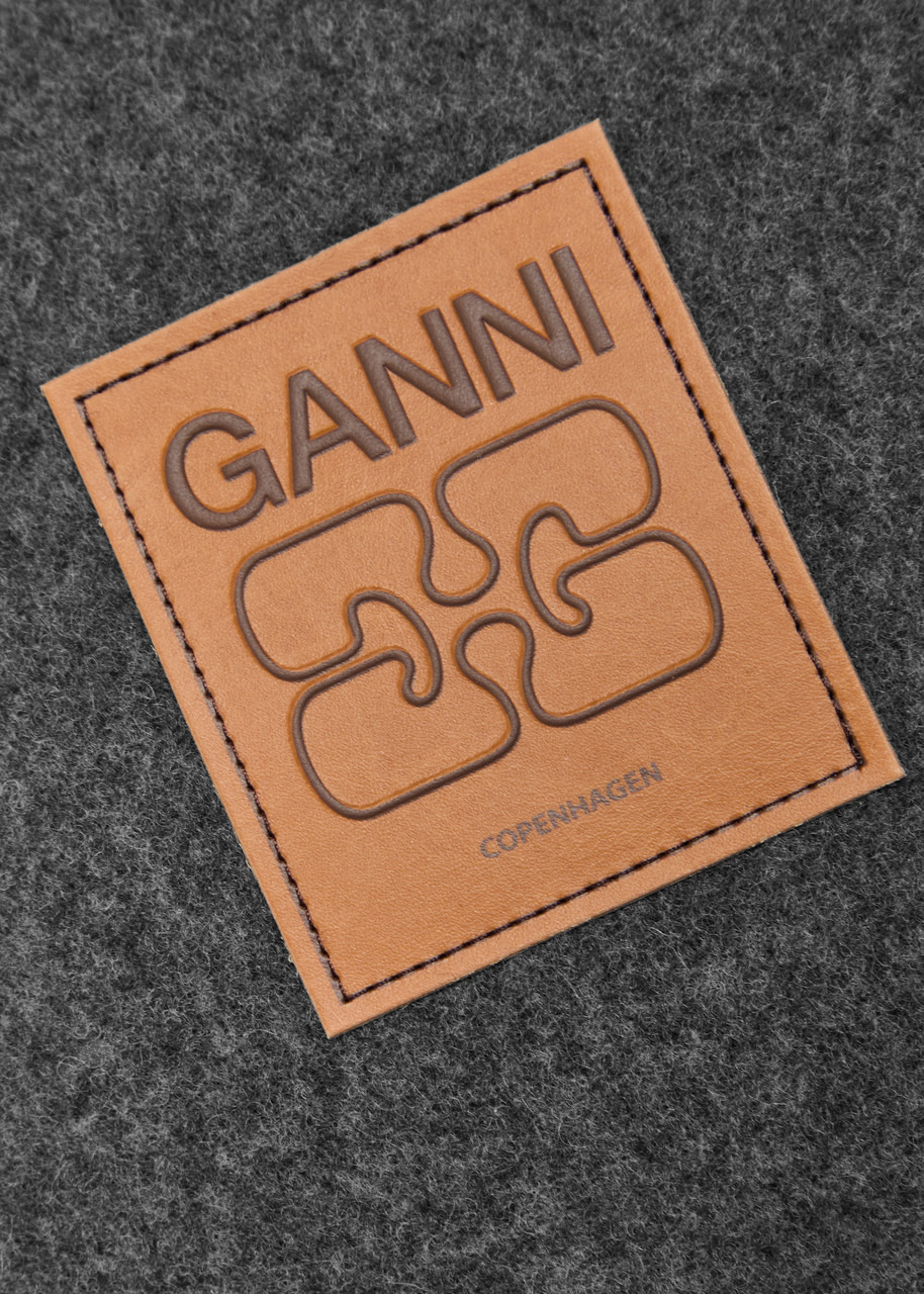 Ganni Designer-appliqué Fringed Wool Scarf - 3