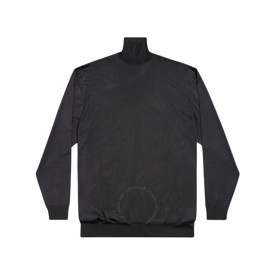 Balenciaga Men's Black BB Oversized High-Neck Sweater, Brand Size 1 (Small) - 1