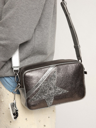 Golden Goose Star Bag in silver and anthracite-gray laminated leather with Swarovski crystal star outlook