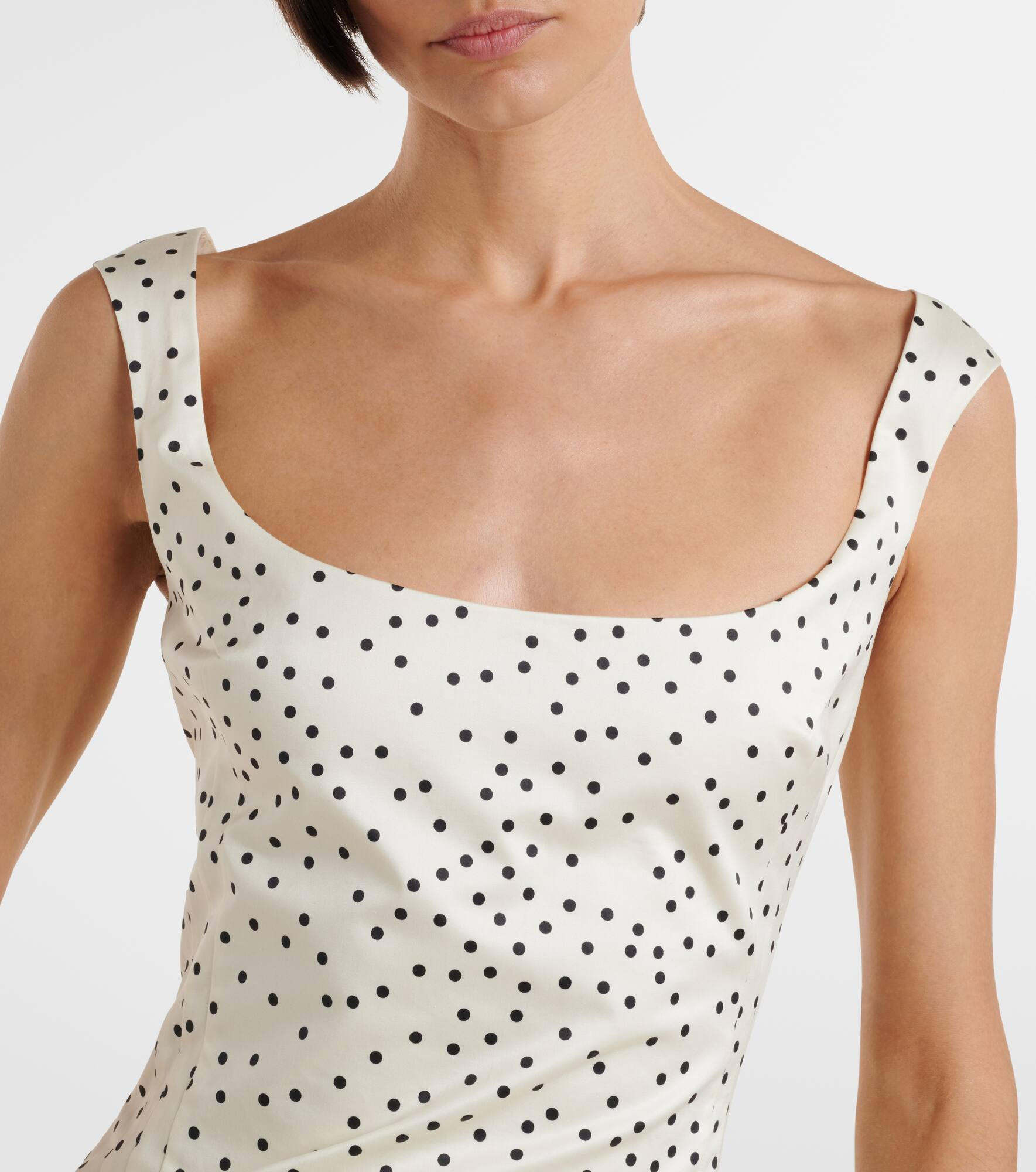Polka-dot ruched cotton minidress - 4