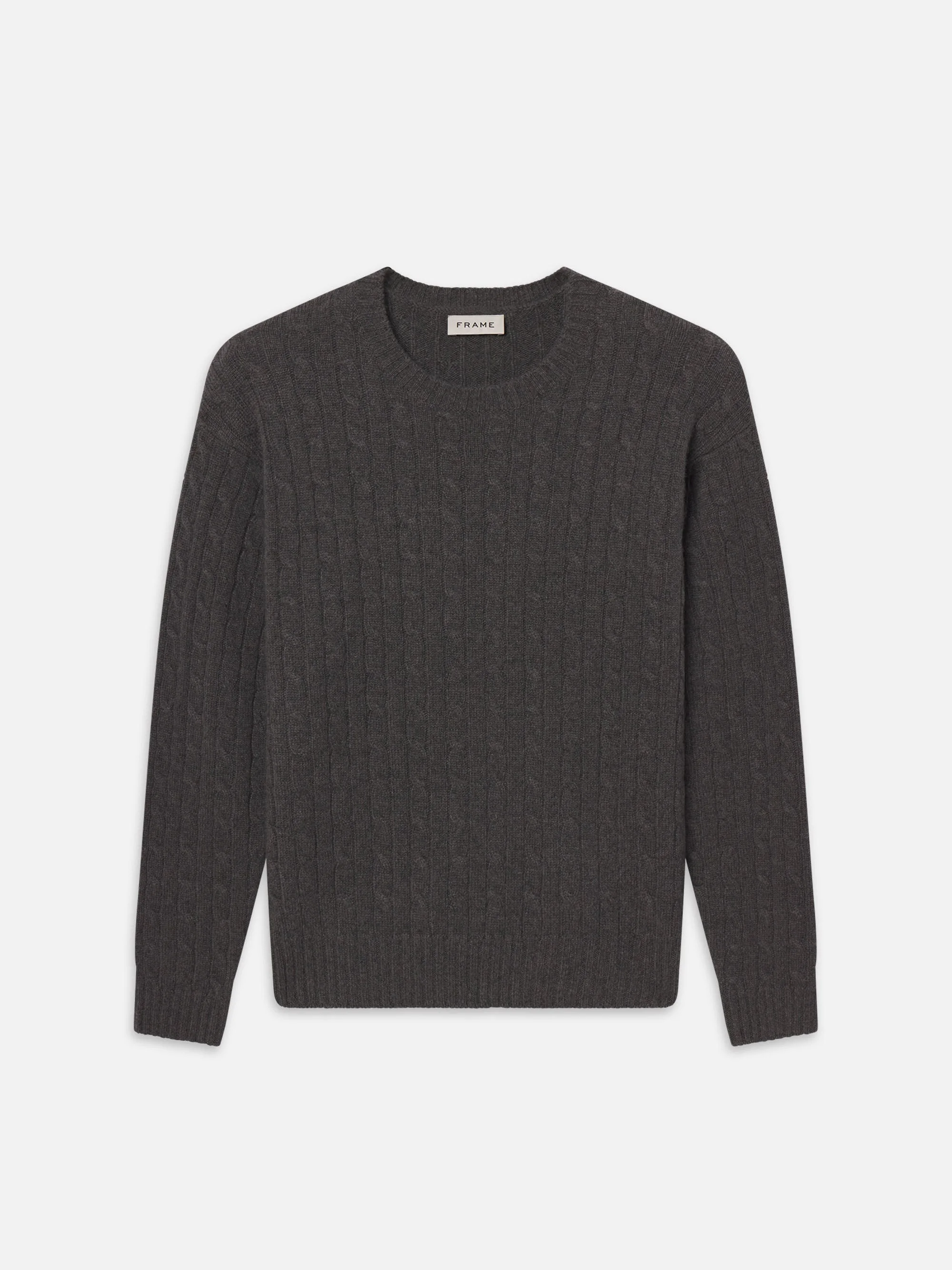 Cable Cashmere Crewneck in Charcoal - 1