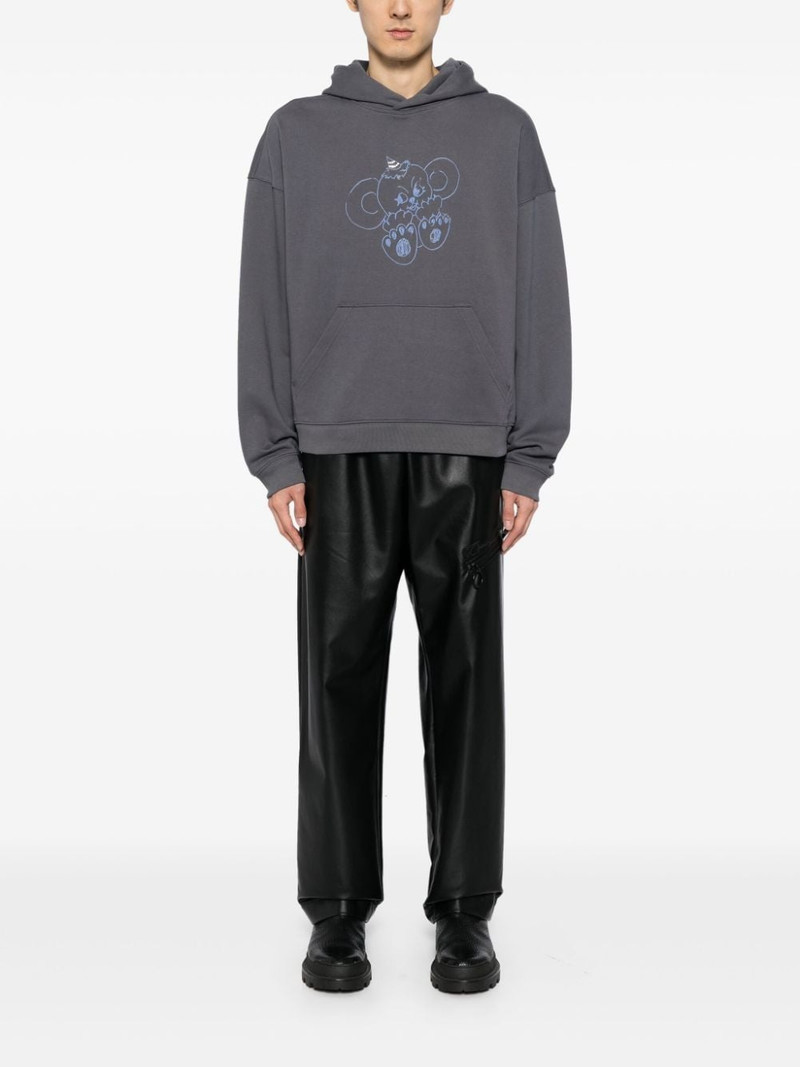We11done monster-print cotton hoodie outlook
