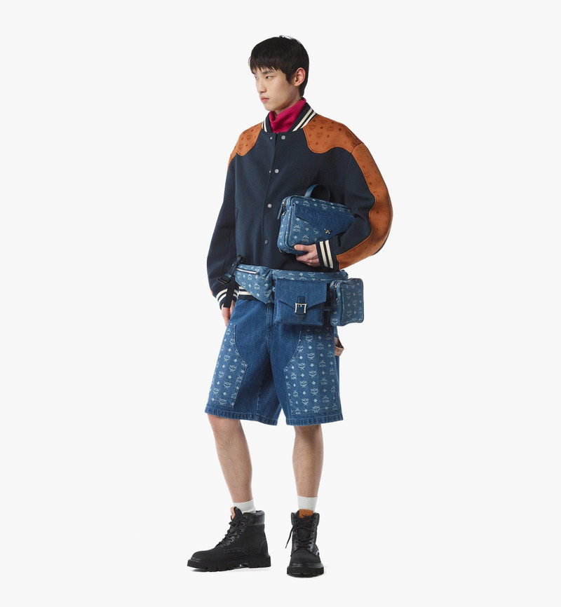 MCM Aren Multi-Backpack in Monogram Denim Jacquard outlook