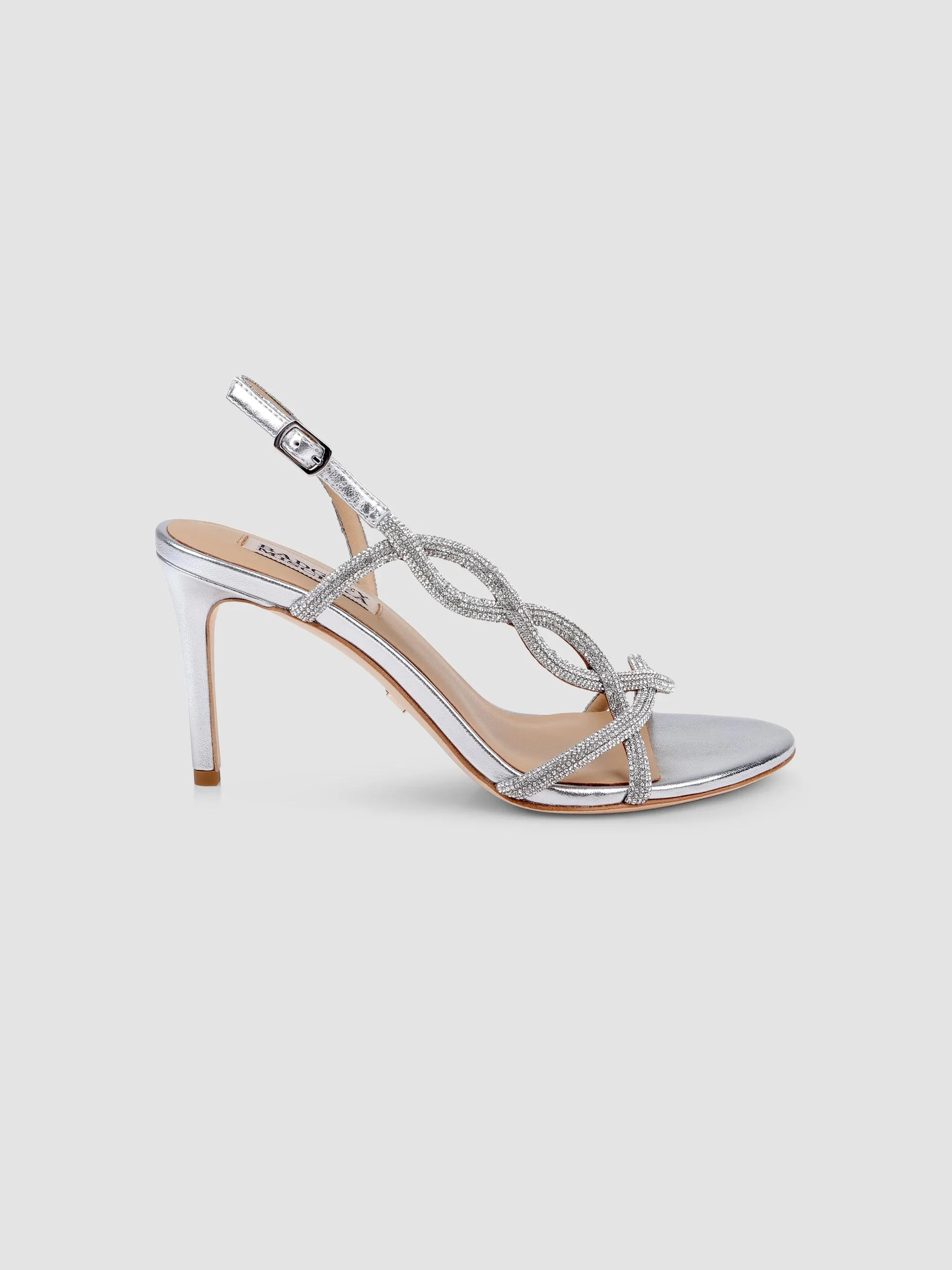 Women's Yulissa 80MM Embellished Leather Slingback Sandals - Silver Metallic - 1