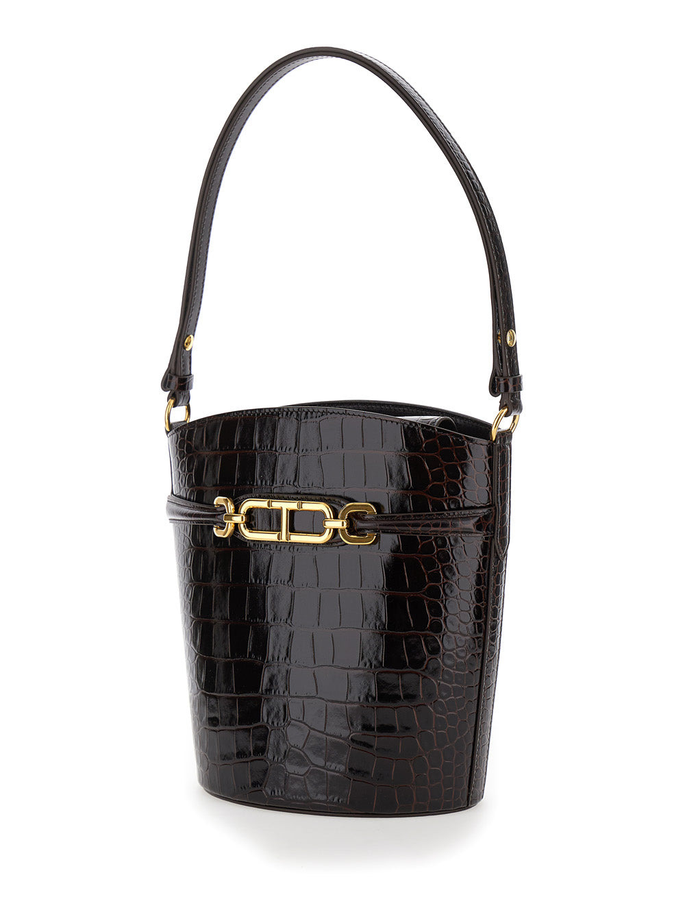 Tom Ford Women Brown Handbag With T Logo Detail In Croco Printed Leather Woman - 2