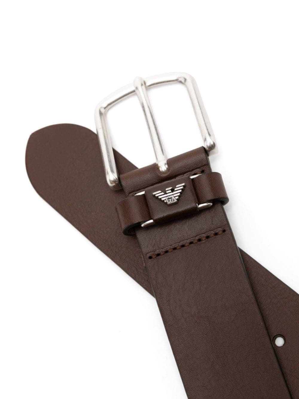 logo-plaque leather belt - 2