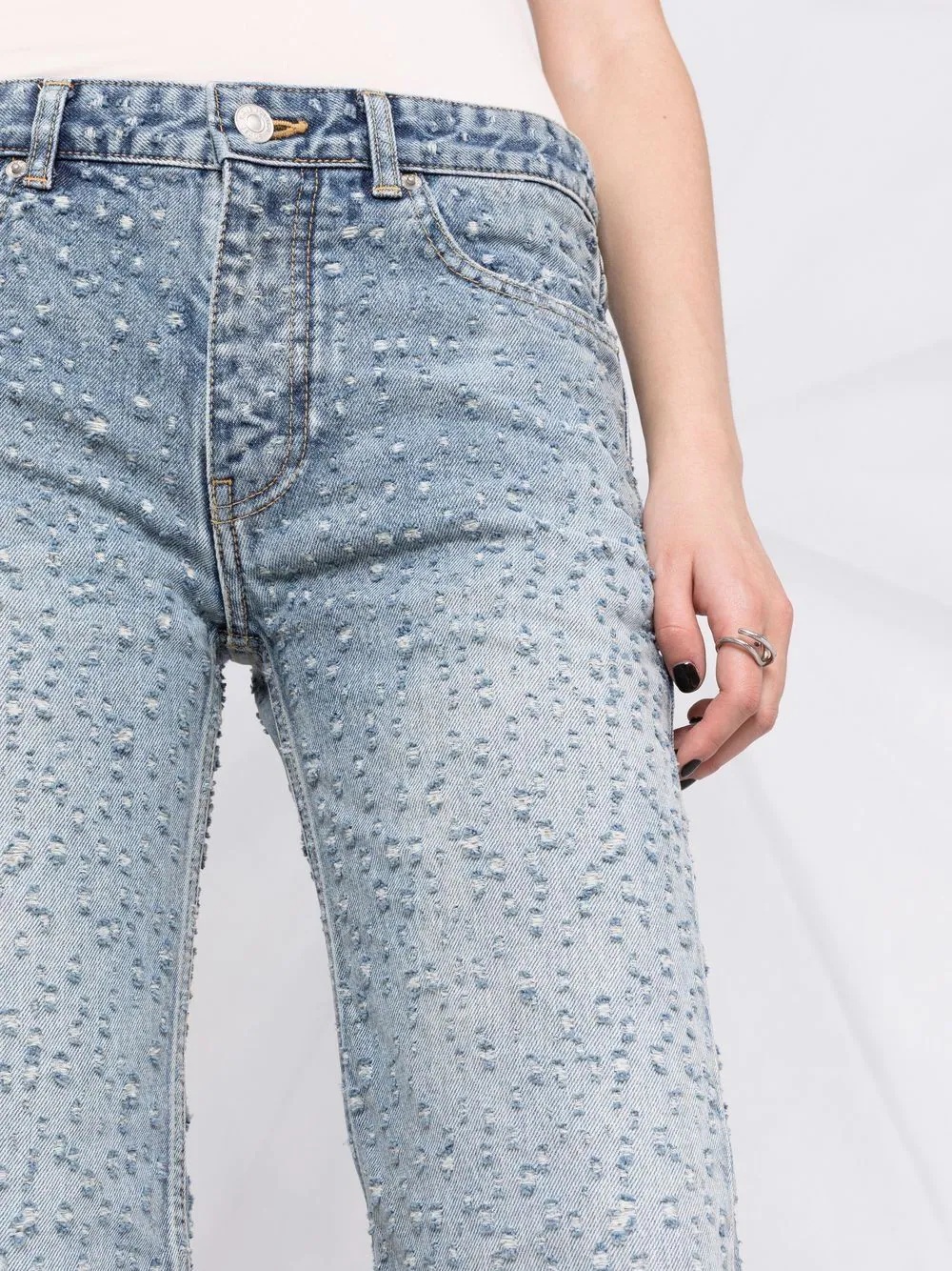 distressed straight-leg jeans - 5