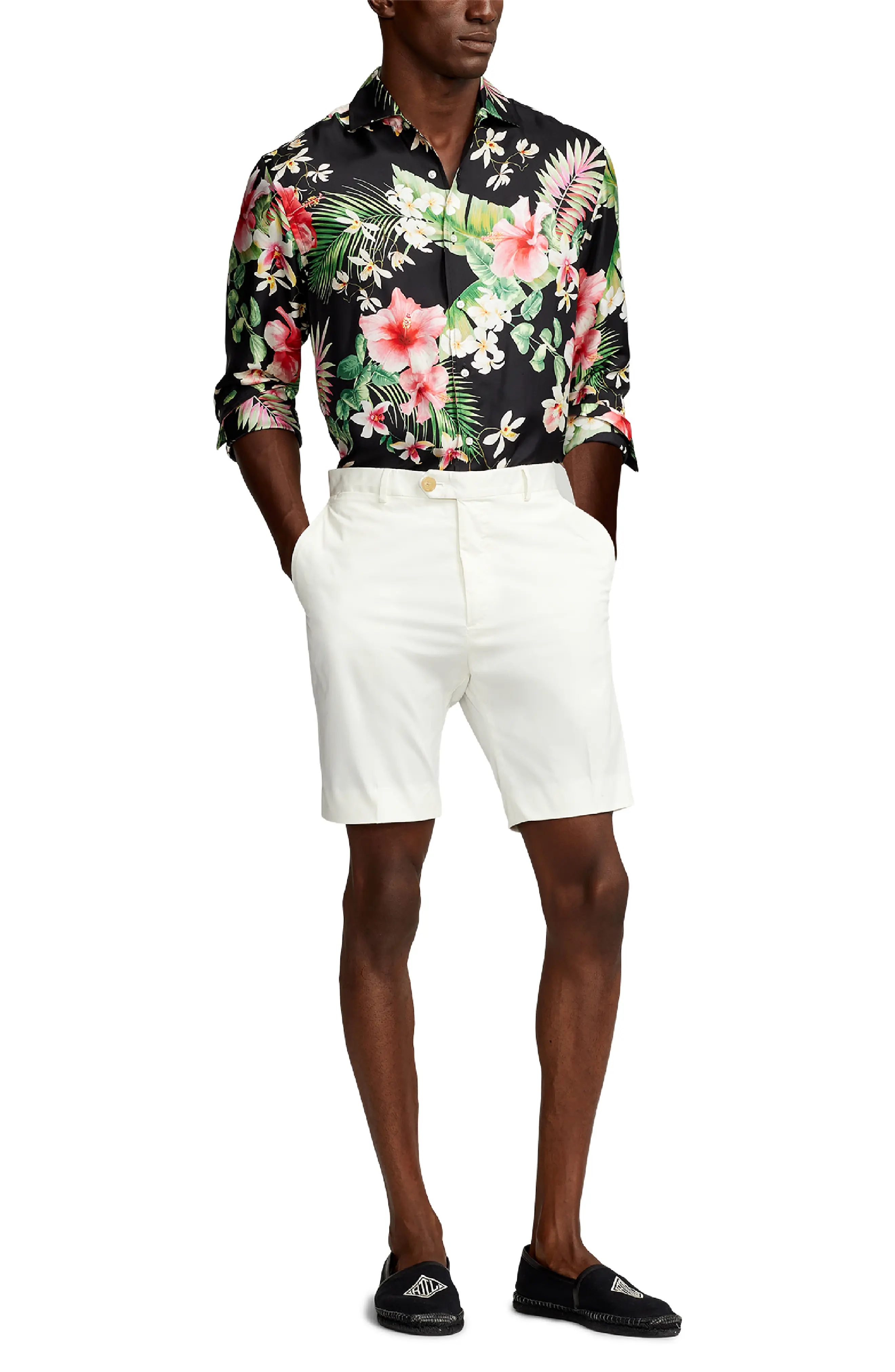 Tropical Floral Silk Button-Up Shirt - 6