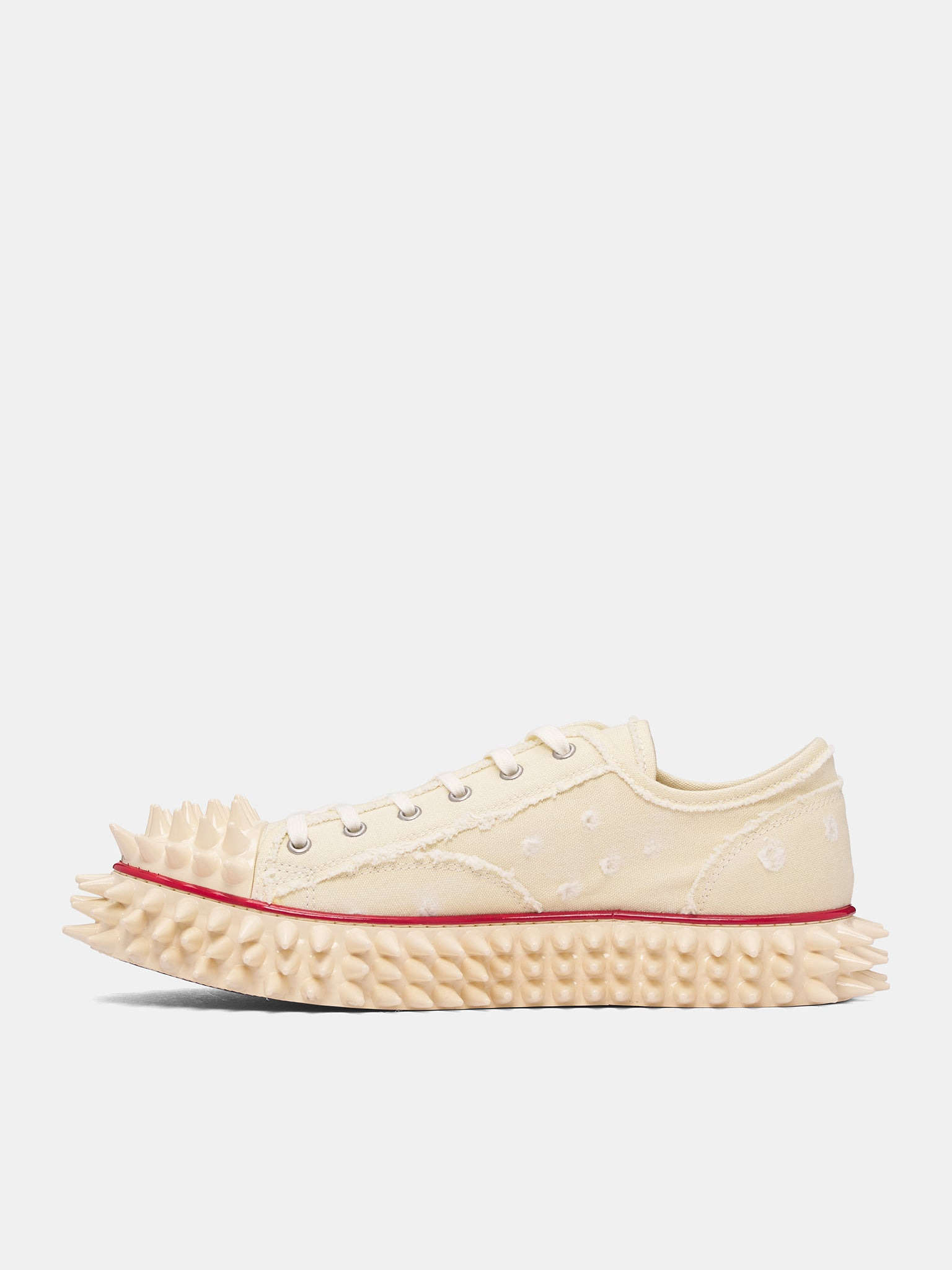 White Canvas Spiky Sneakers - 3