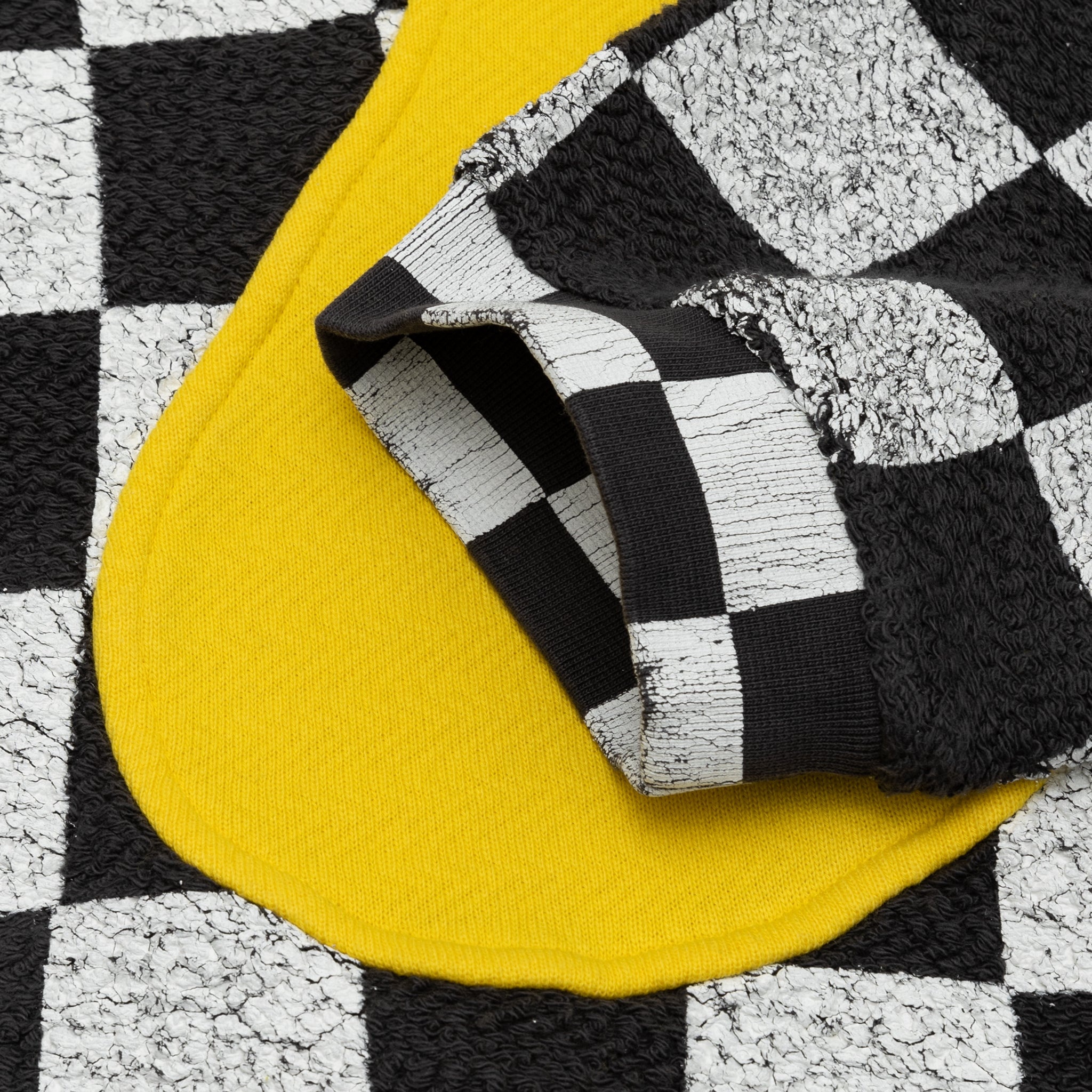 YELLOW CHECK SWIRL KNIT HOODIE - 3