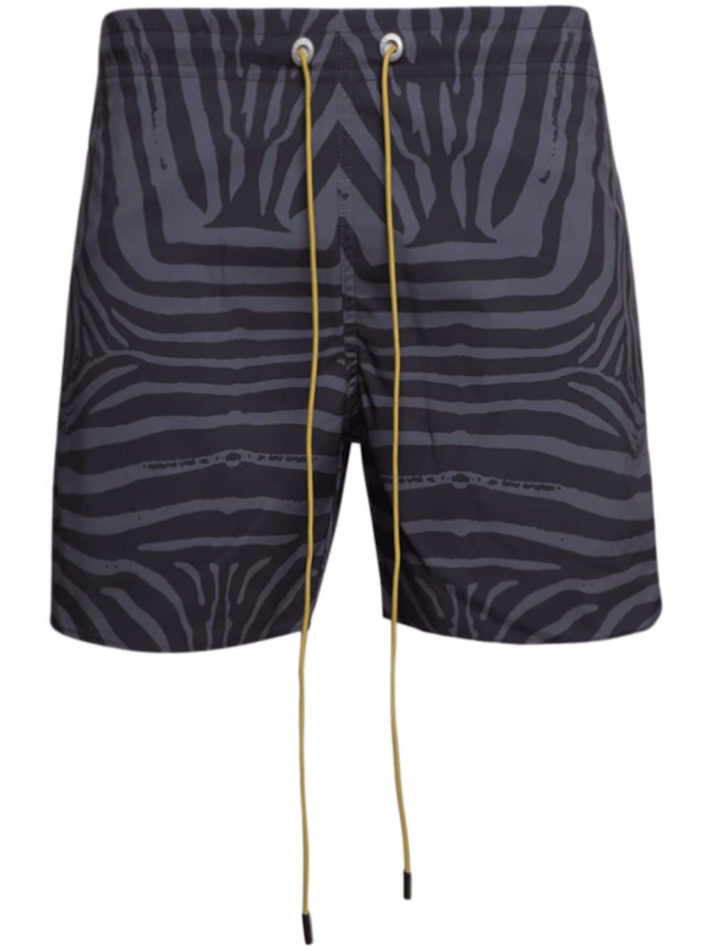 zebra-print drawstring-waist swim shorts - 1