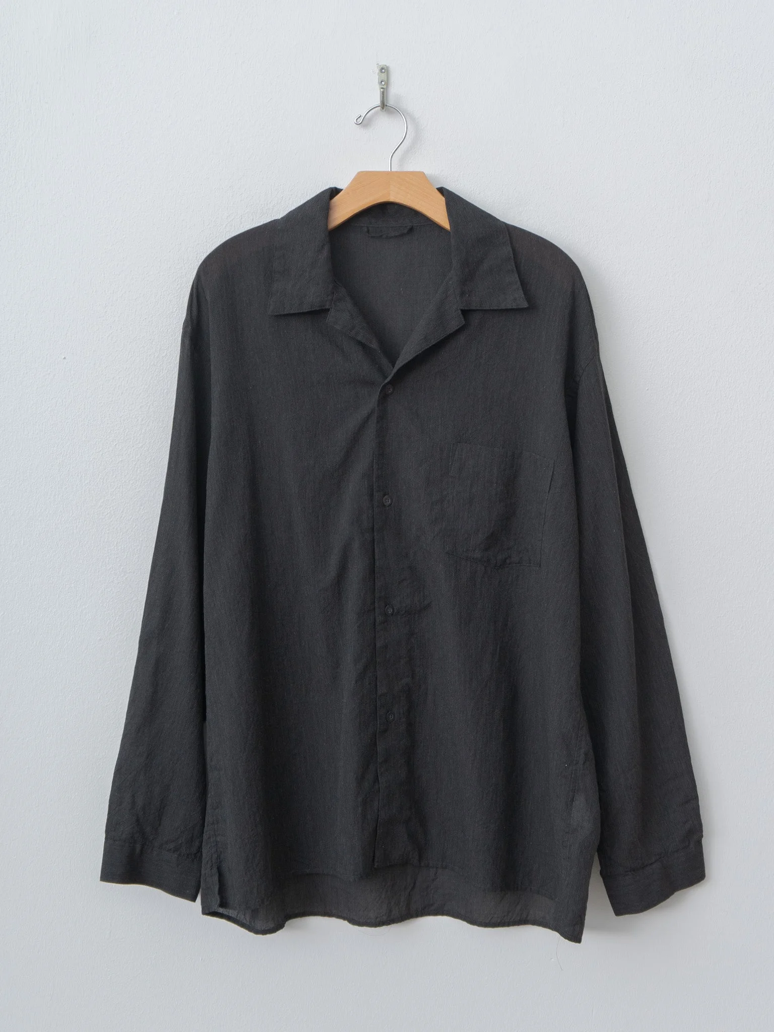 Silk-Co Voile L/S Open Collar Shirt - Heather Charcoal - 1