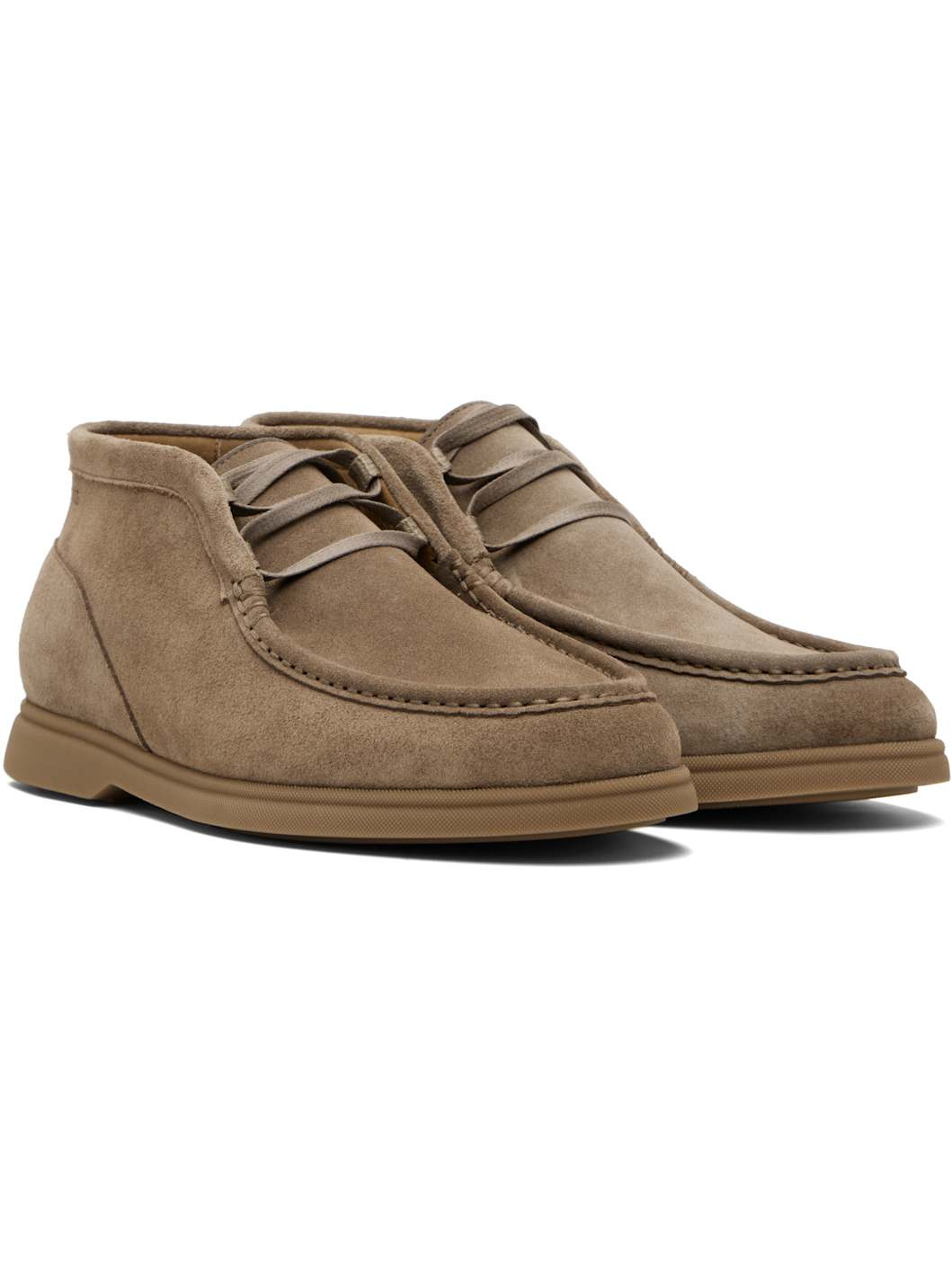 Beige Stitching Details Desert Boots - 4