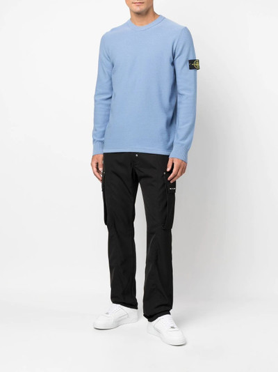 Stone Island logo-patch crew neck sweatshirt outlook