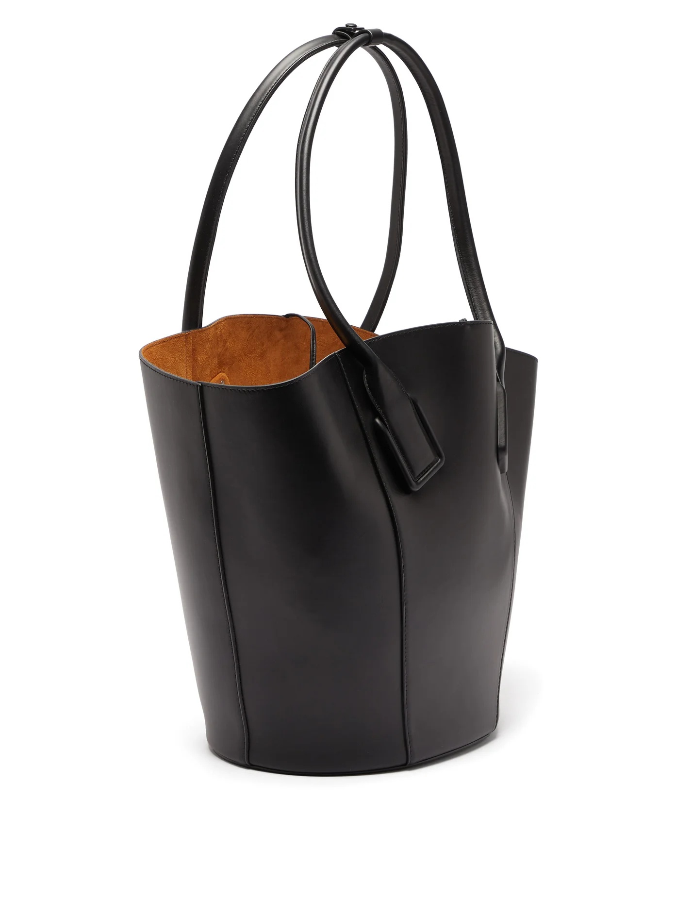 Basket large leather tote bag - 5