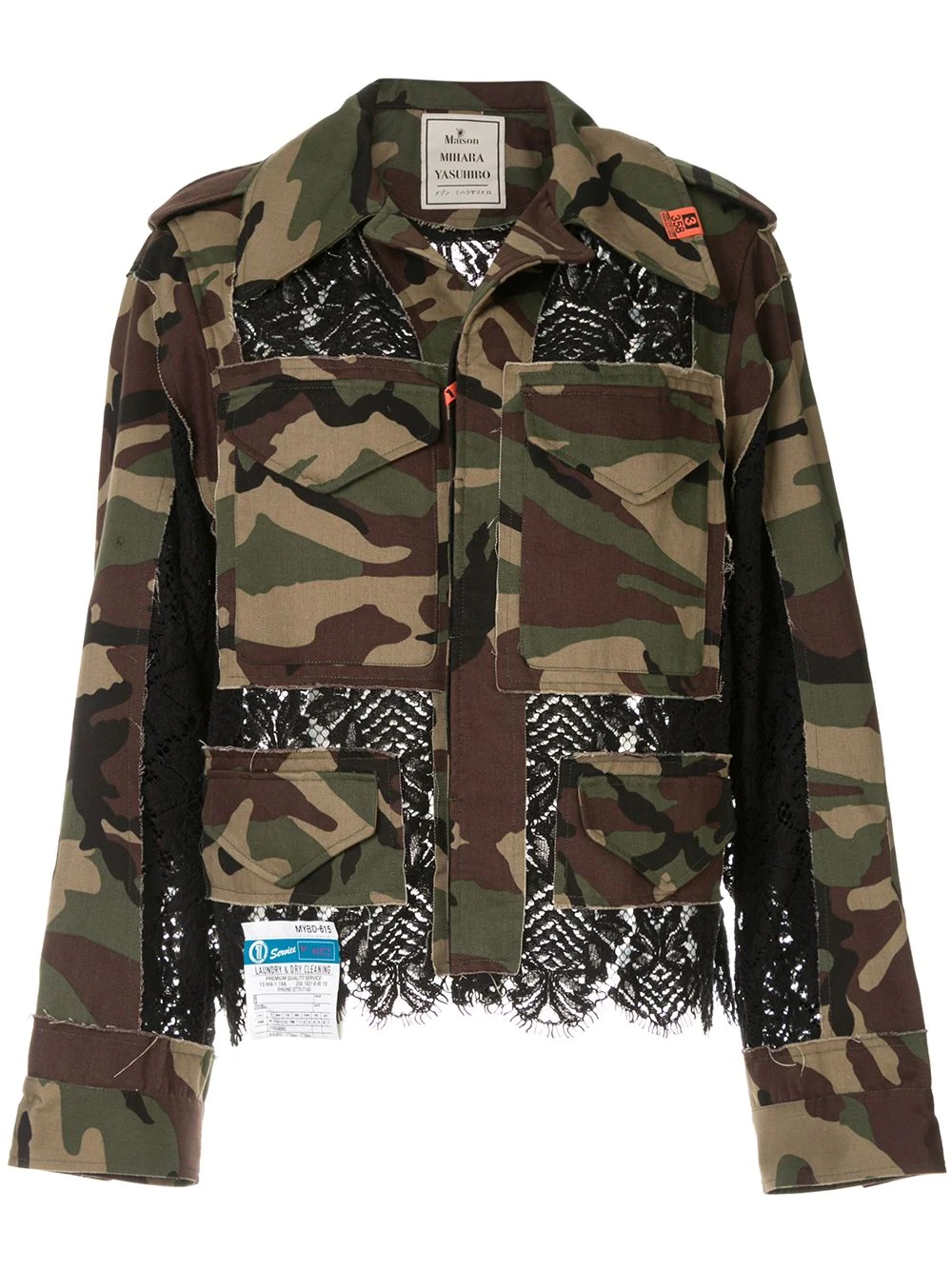 lace-panel military jacket - 1