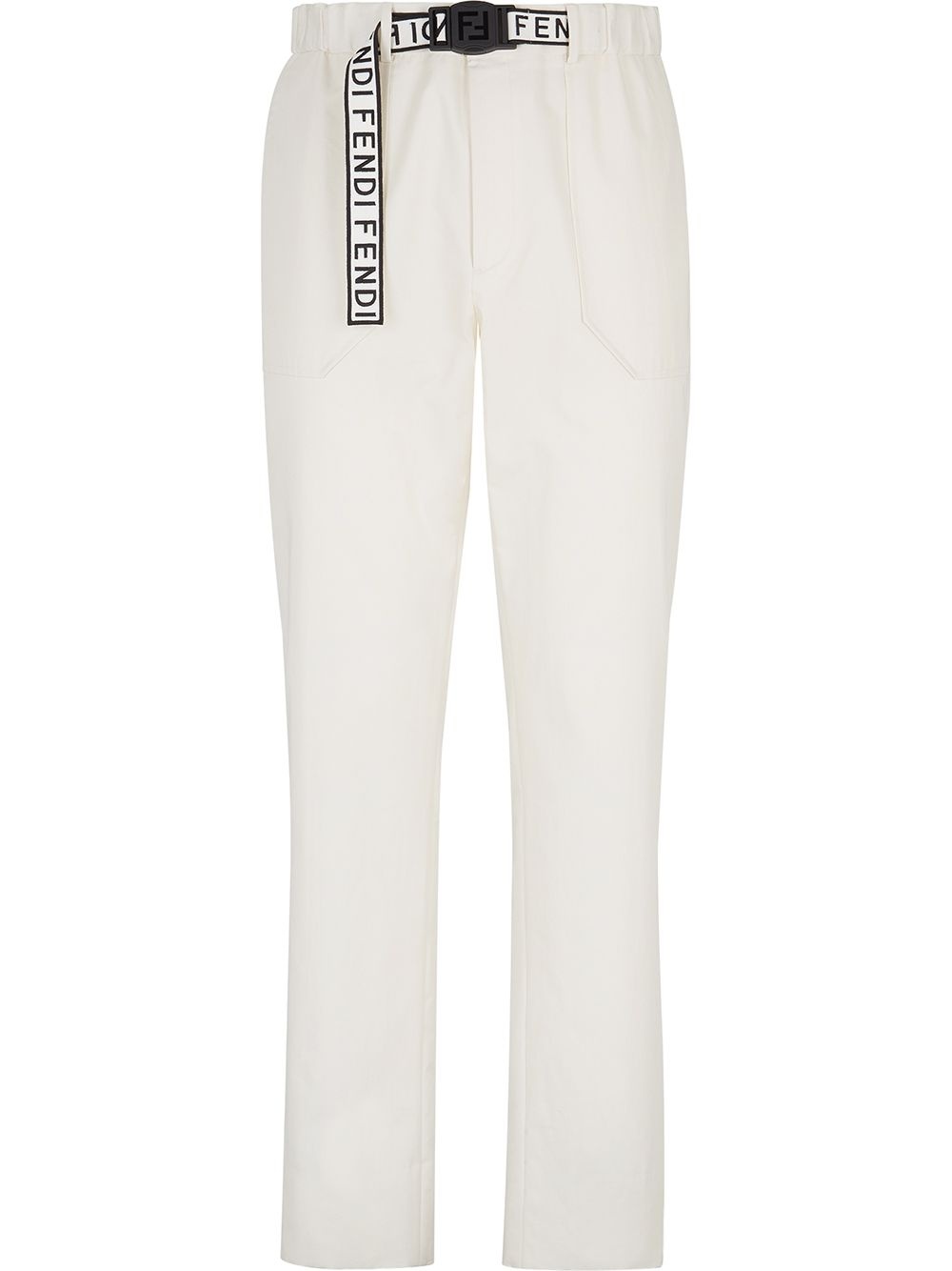 branded belt slim-fit trousers - 1