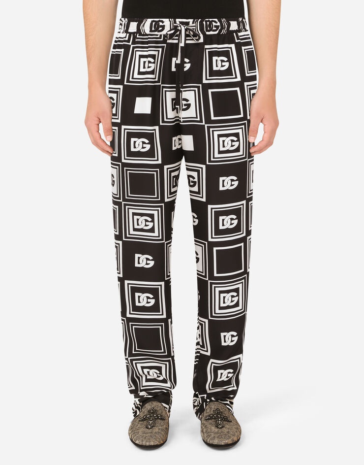 Silk jogging pants with all-over DG print - 1