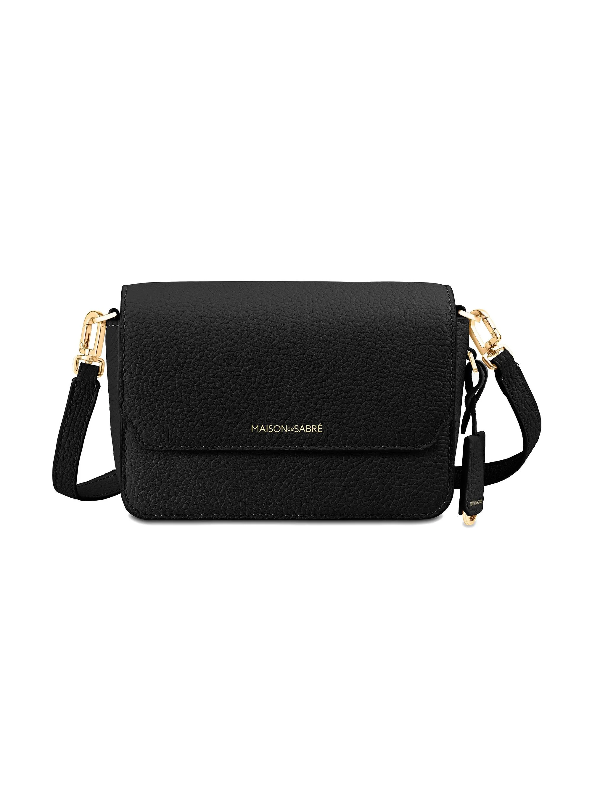 Women's Mini Leather Flap Bag - Black Caviar - 1