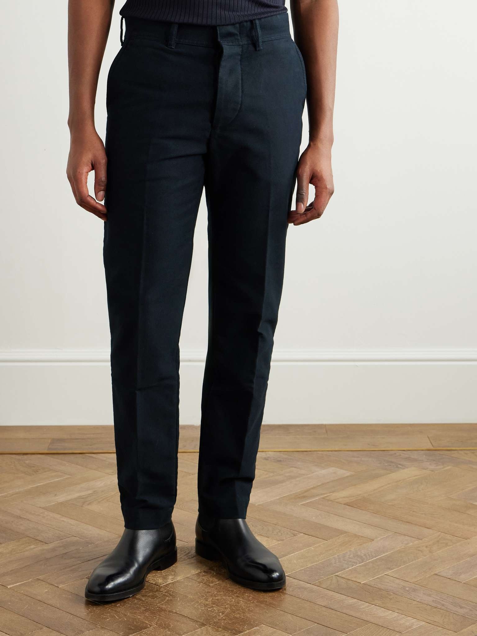 Straight-Leg Brushed Cotton-Satin Trousers - 3