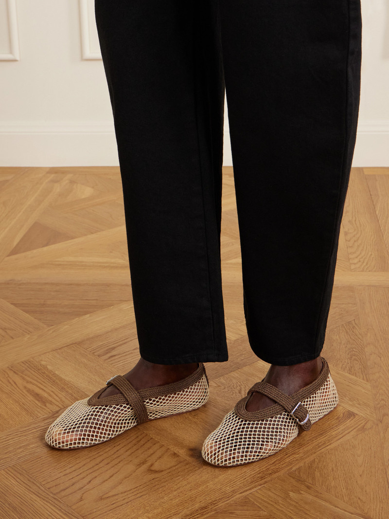 Alaïa Embroidered Satin-cord And Mesh Ballet Flats outlook